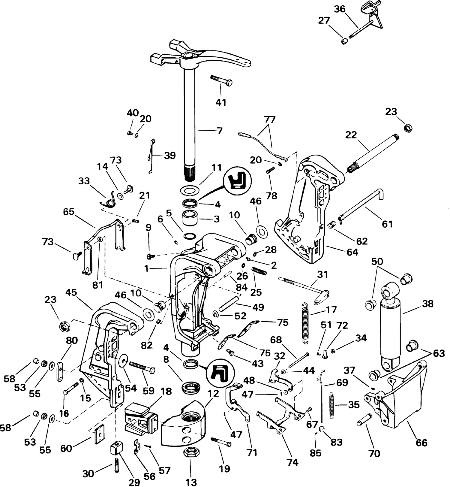 STERN & SWIVEL BRACKET - 105WE MODELS