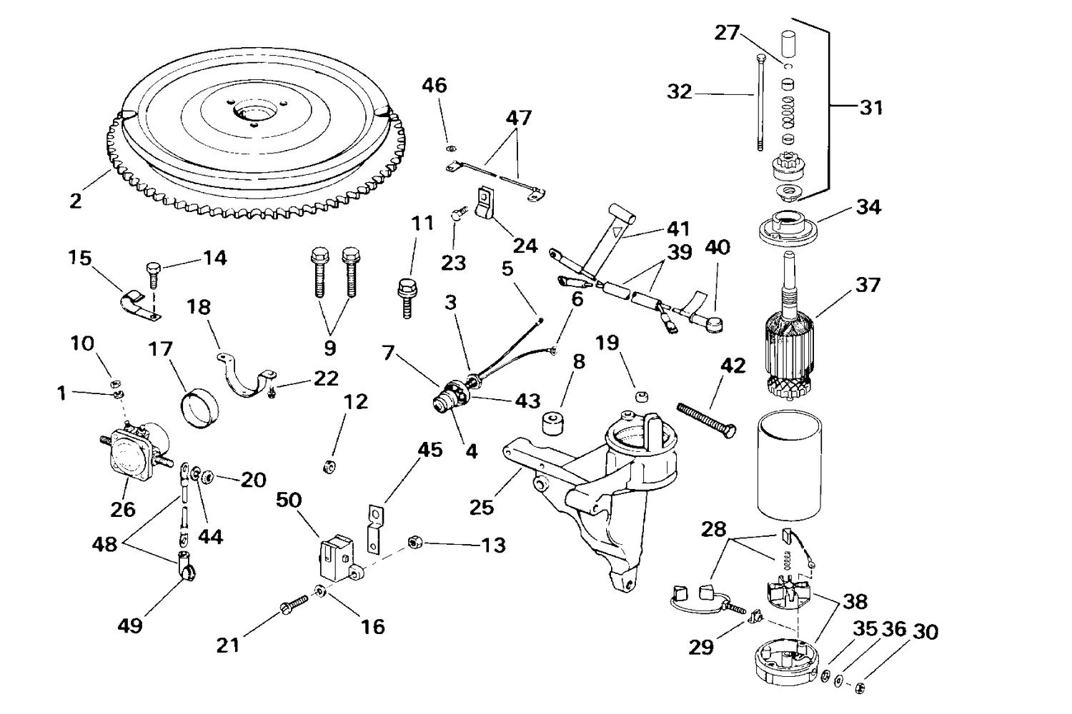 TILLER ELECTRIC STARTING KIT - 20, 25, 30, 35 (2-CYLINDER)