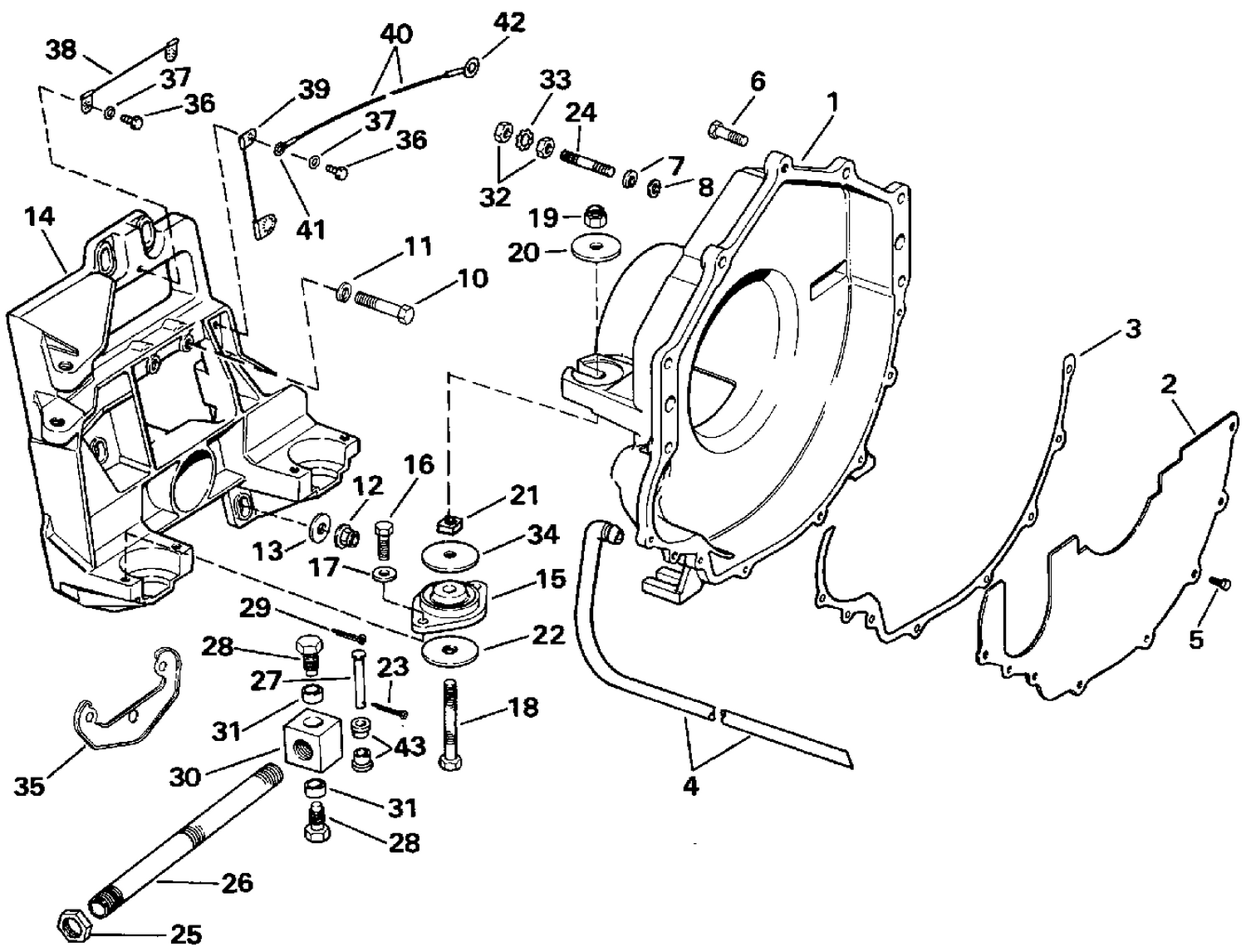TRANSOM PLATE, FLYWHEEL HOUSING & MOUNTS