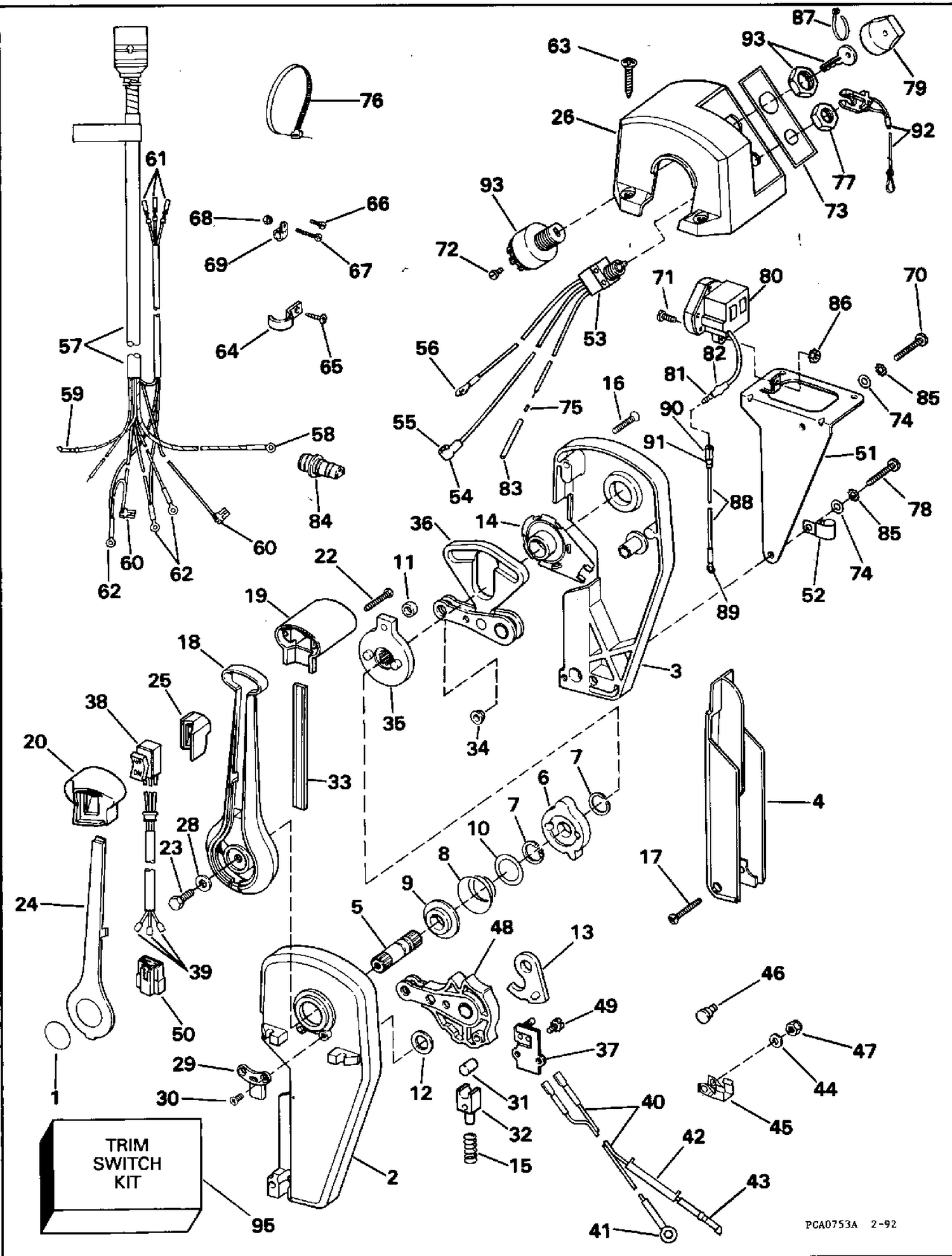 REMOTE CONTROL ASSY - BINNACLE - SINGLE LEVER - PREWIRED