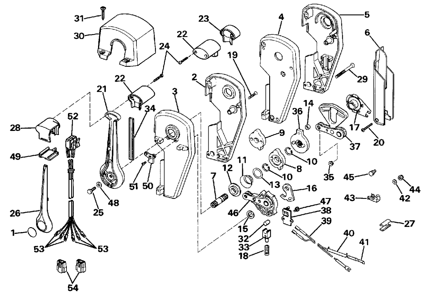 REMOTE CONTROL ASSEMBLY - BINNACLE MOUNT, DUAL LEVER