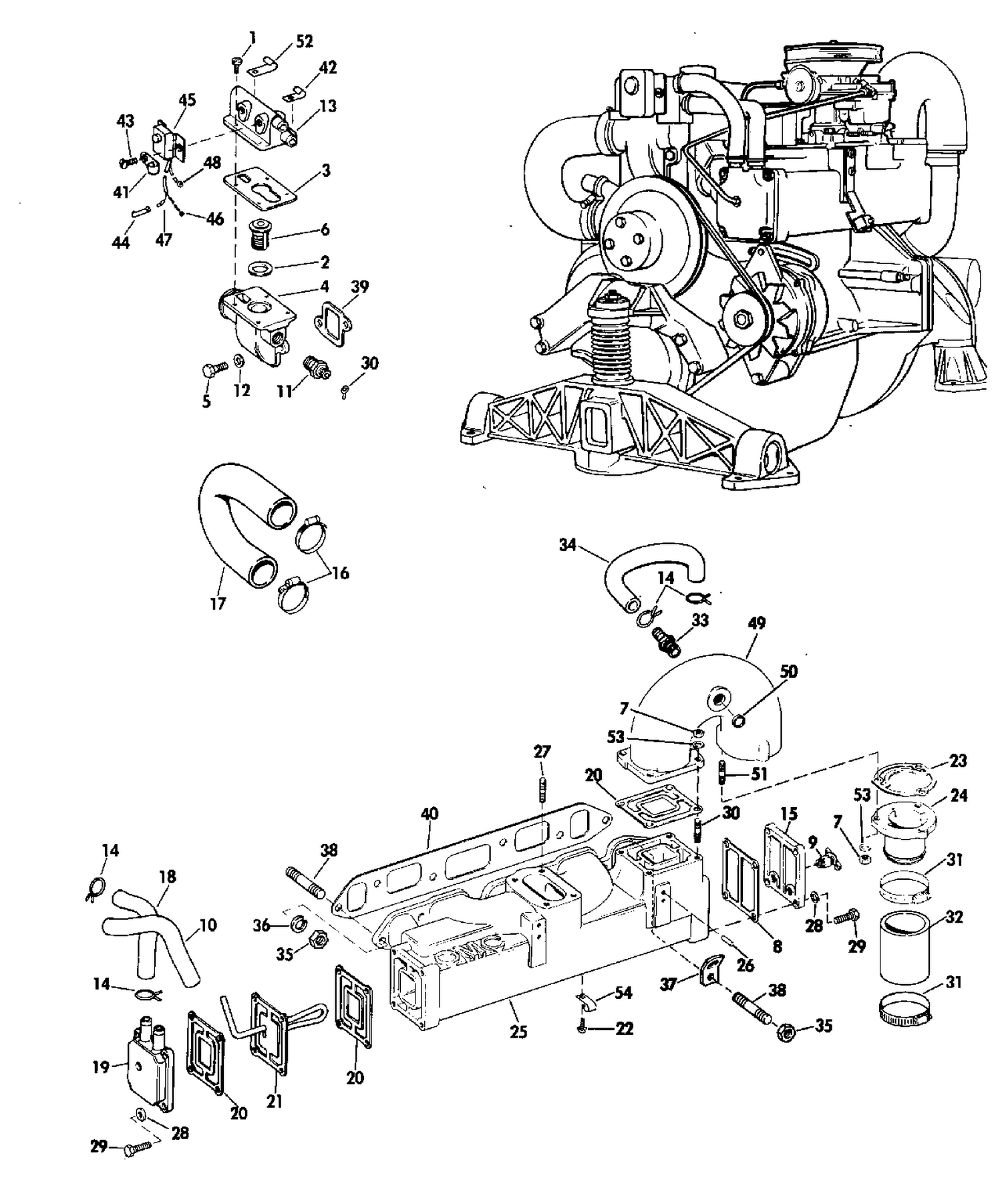 COOLING SYSTEM GROUP 120 HP STERN DRIVE