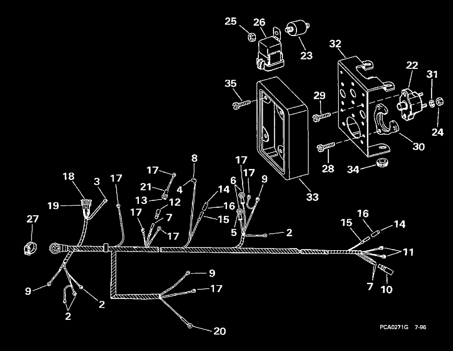 ENGINE WIRE HARNESS & BRACKET -- 2V MODELS