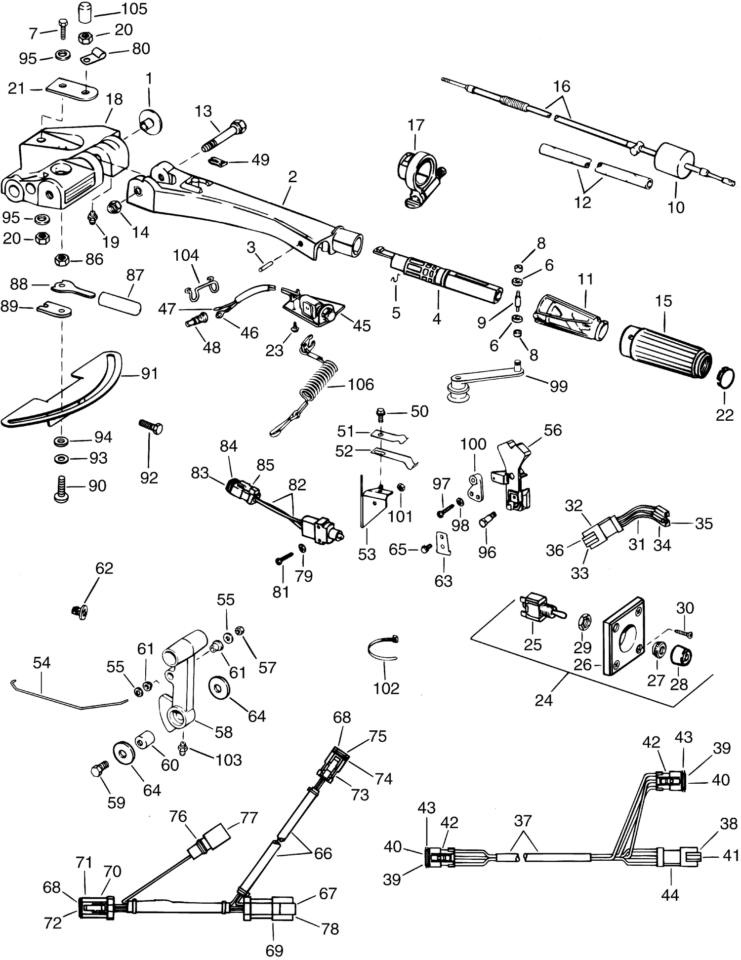 TILLER KIT - 90,115 HP (Johnson 2-Stroke)