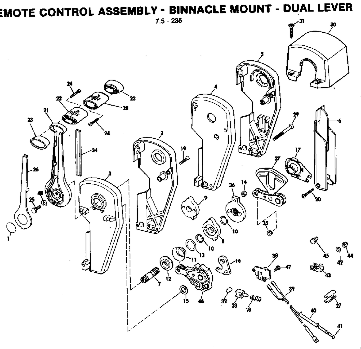 REMOTE CONTROL ASSY. BINNACLE MOUNT (7.5 235) DUAL LEVER