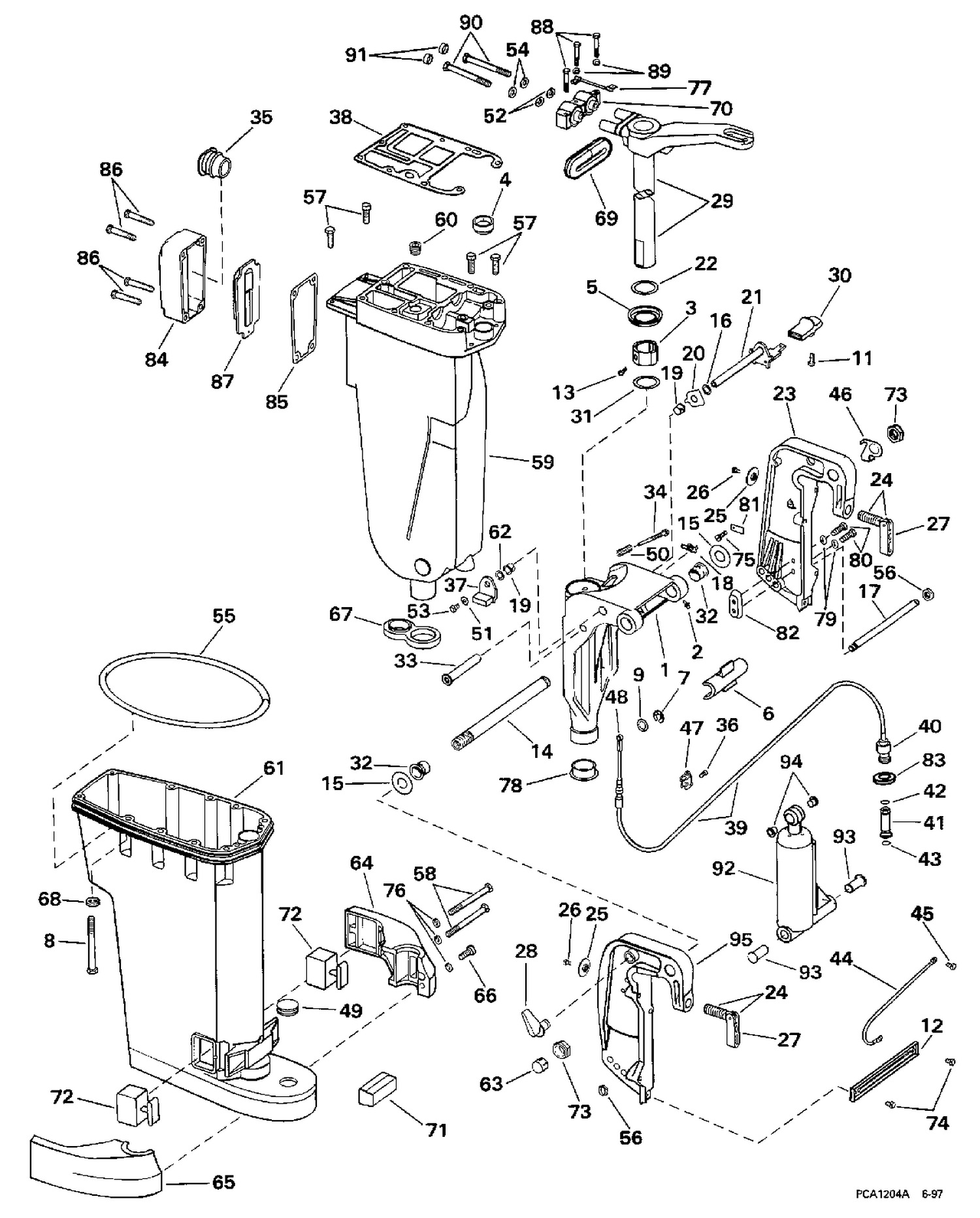 EXHAUST HOUSING & STERN & SWIVEL BRACKET