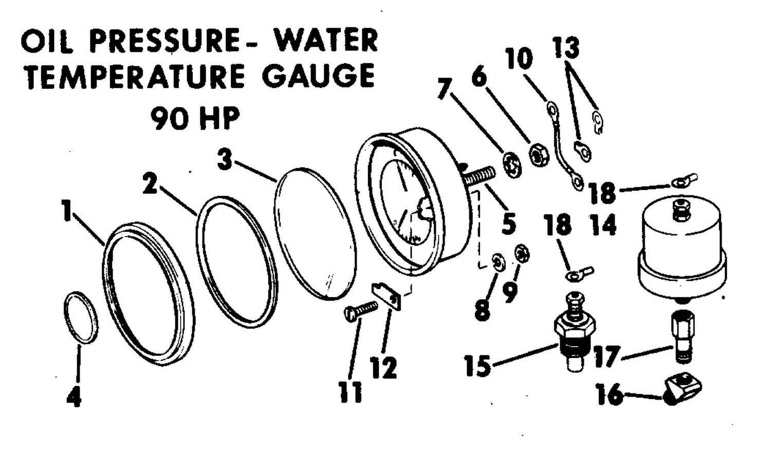 OIL PRESSURE-WATER TEMPERATURE GAUGE 90 HP