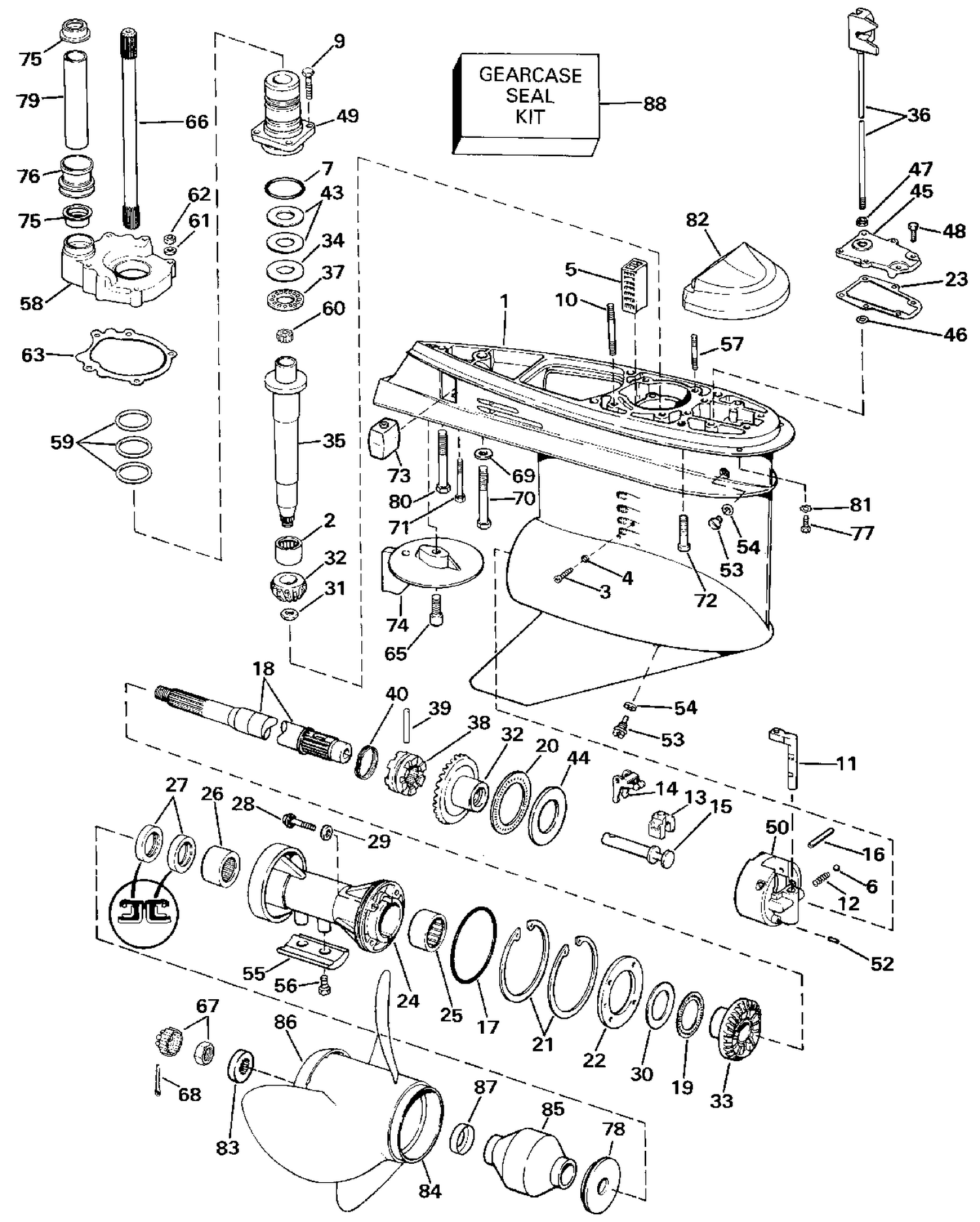 LOWER GEARCASE - STANDARD (R.H.) ROTATION