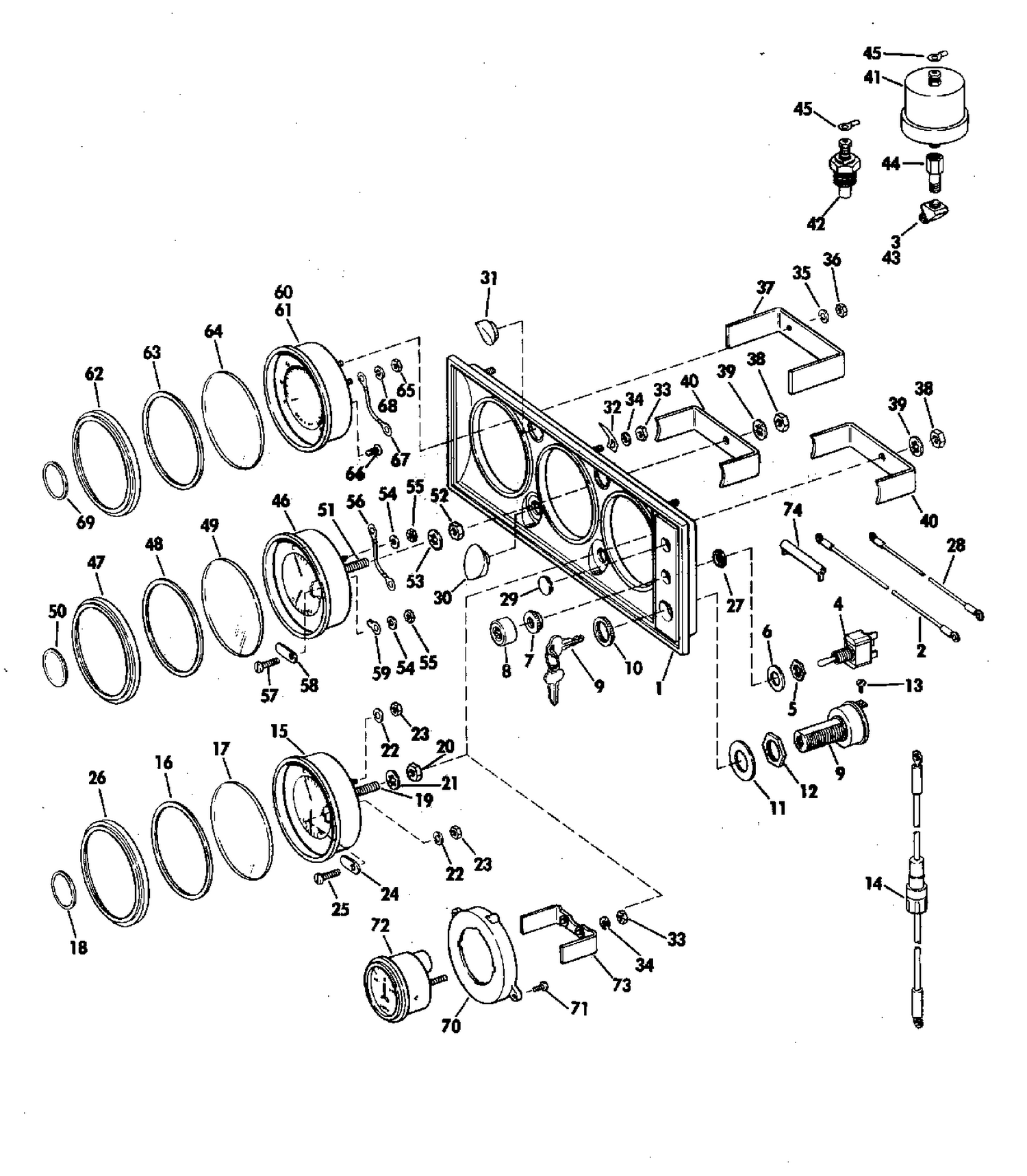 INSTRUMENT PANEL ASSEMBLY 90, 120, 155, 210 HP