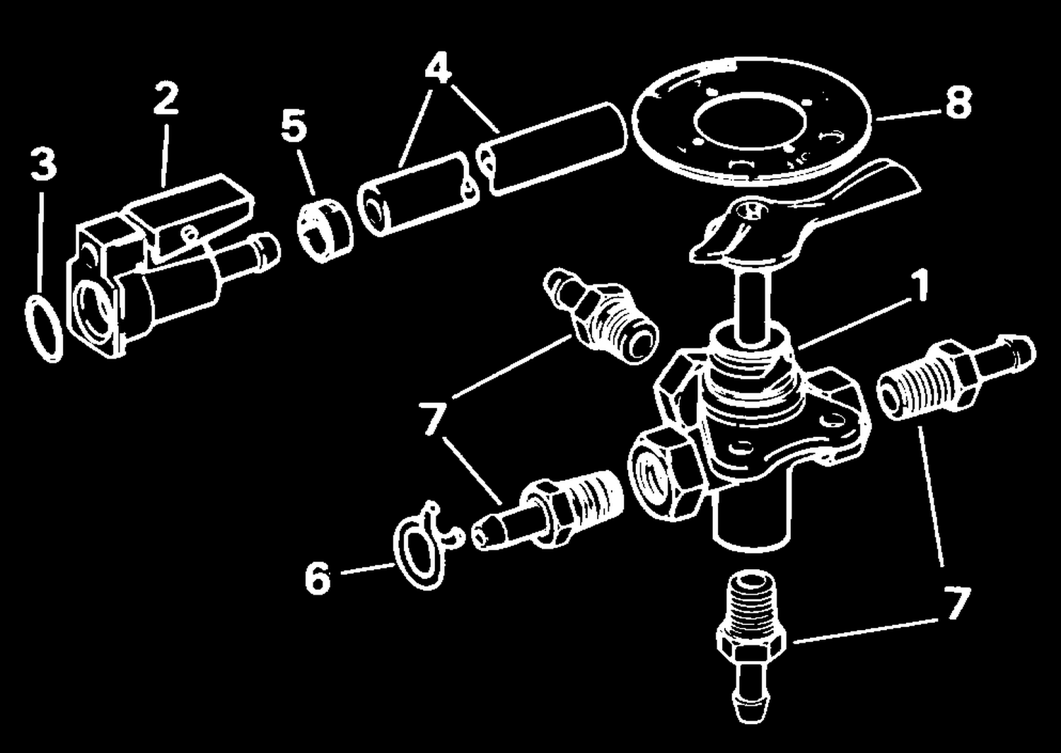 FOUR-WAY VALVE KIT -- 5/16 IN. I.D. FUEL HOSE