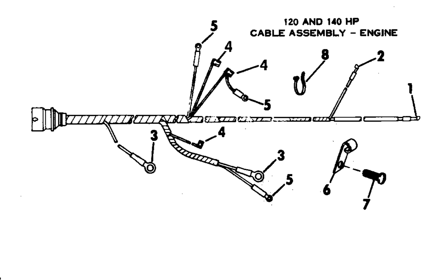 CABLE ASSEMBLY GROUP-ENGINE-120 & 140 HP W/O SELECTRIM