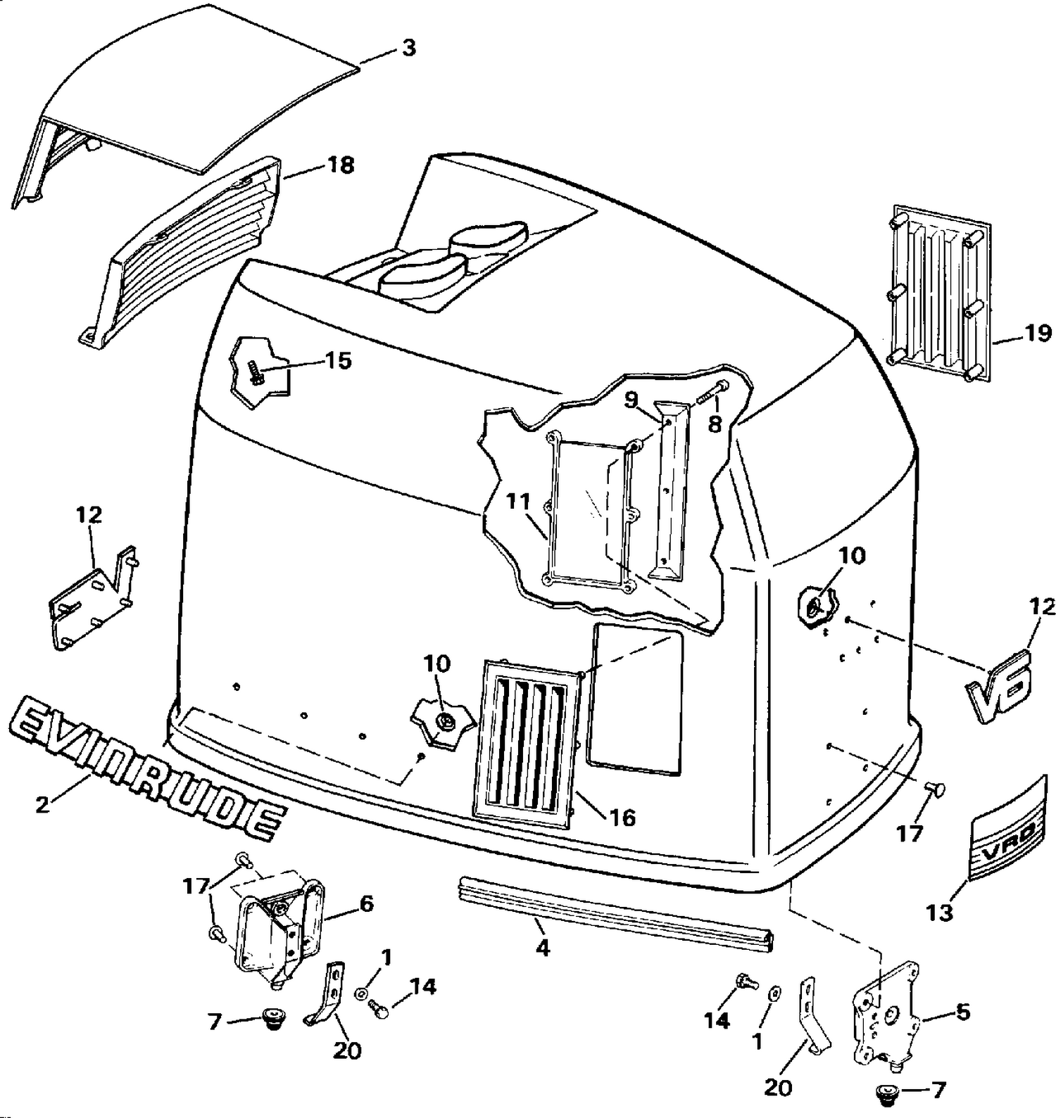 ENGINE COVER - EVINRUDE - 200 STL VE200SL MODELS