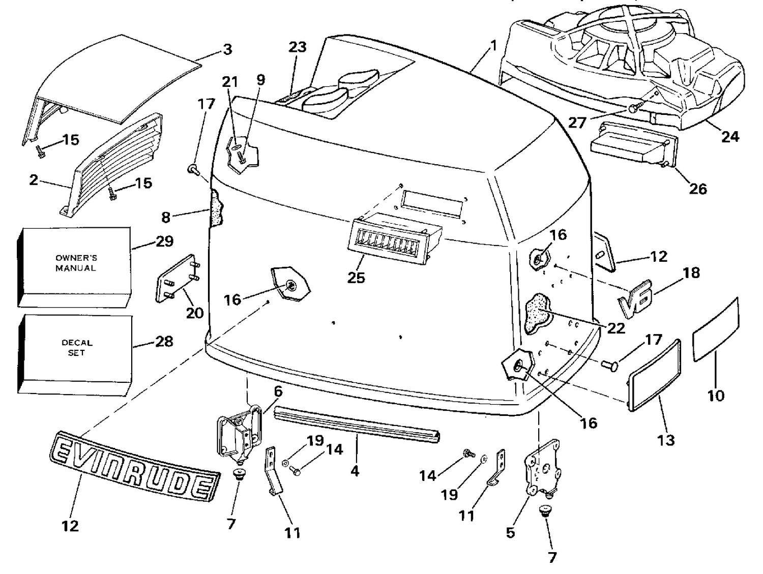 ENGINE COVER - EVINRUDE - 200TX, 200CX, 225T, 225P, 225C
