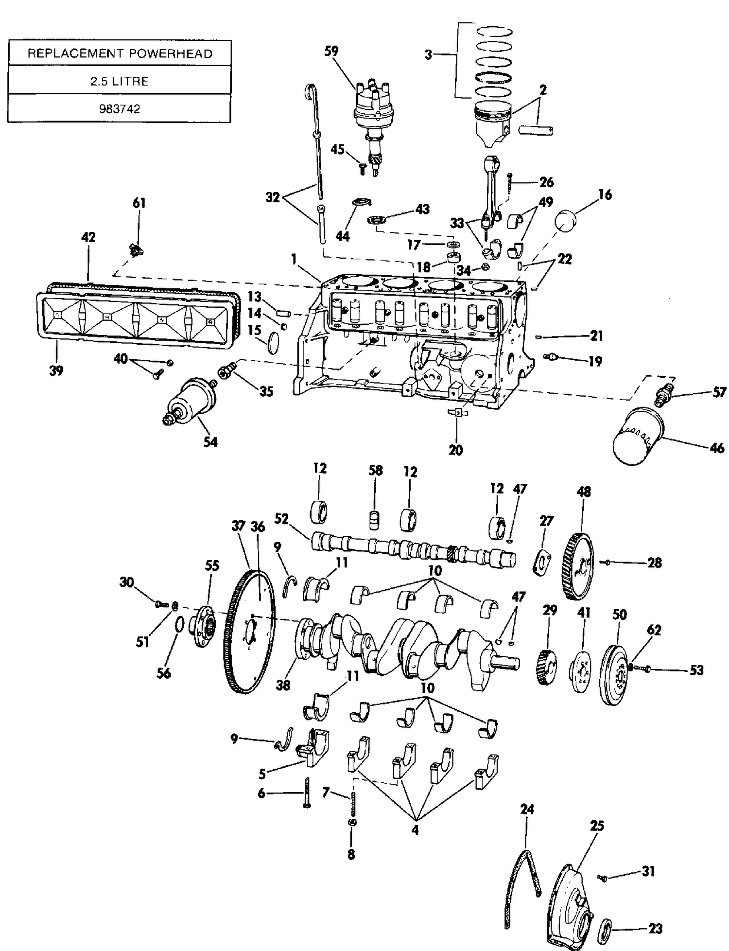 CRANKCASE GROUP 2.5 LITRE MODELS