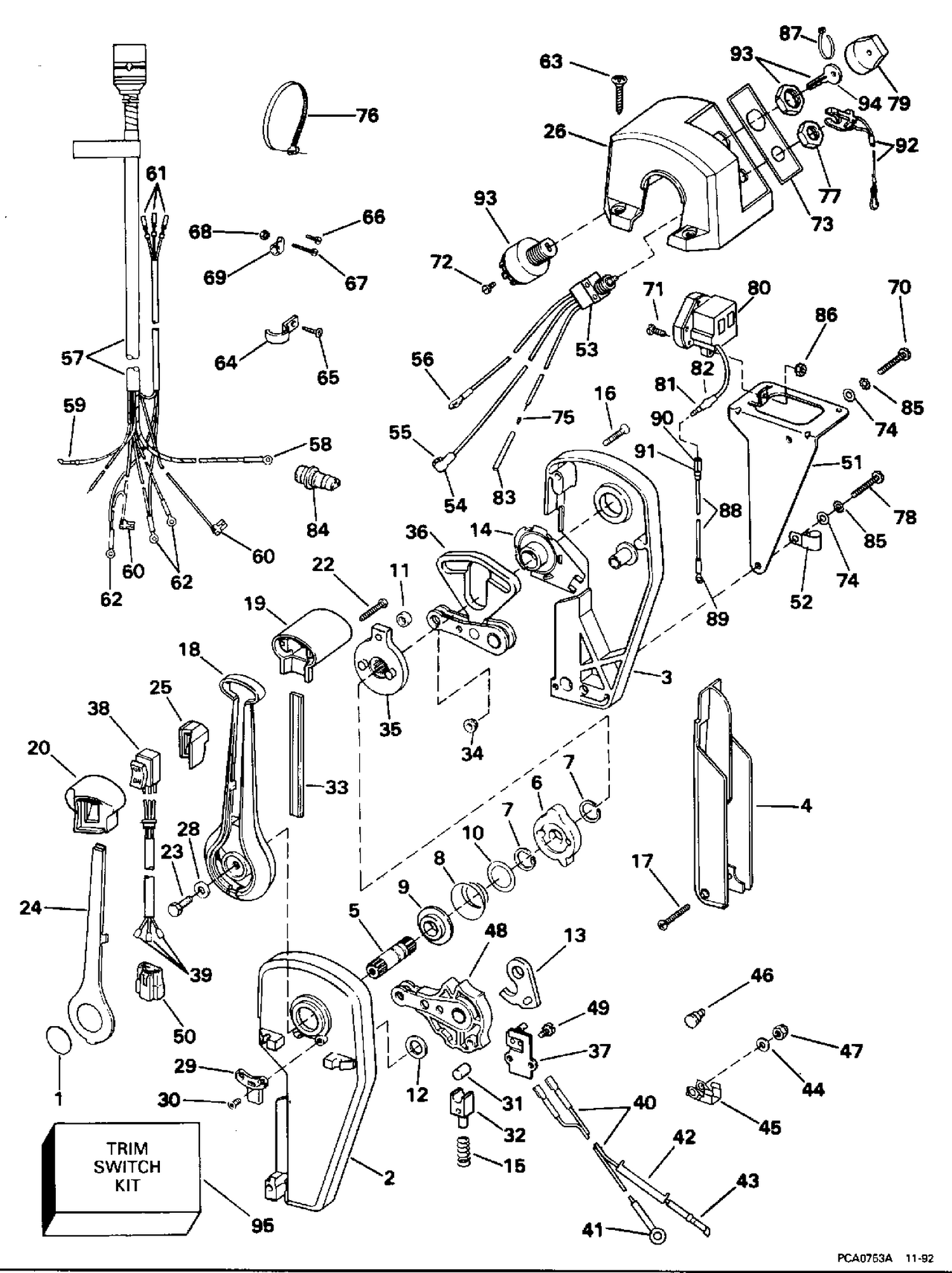 REMOTE CONTROL ASS'Y - BINNACLE - SINGLE LEVER - PREWIRED
