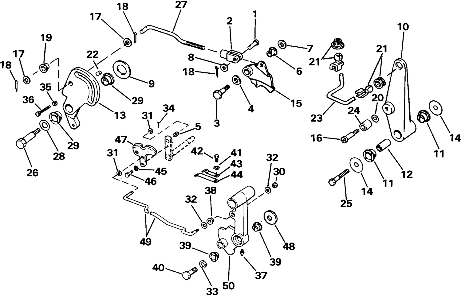 SHIFT & THROTTLE LINKAGE - 50 TILLER ELECTRIC