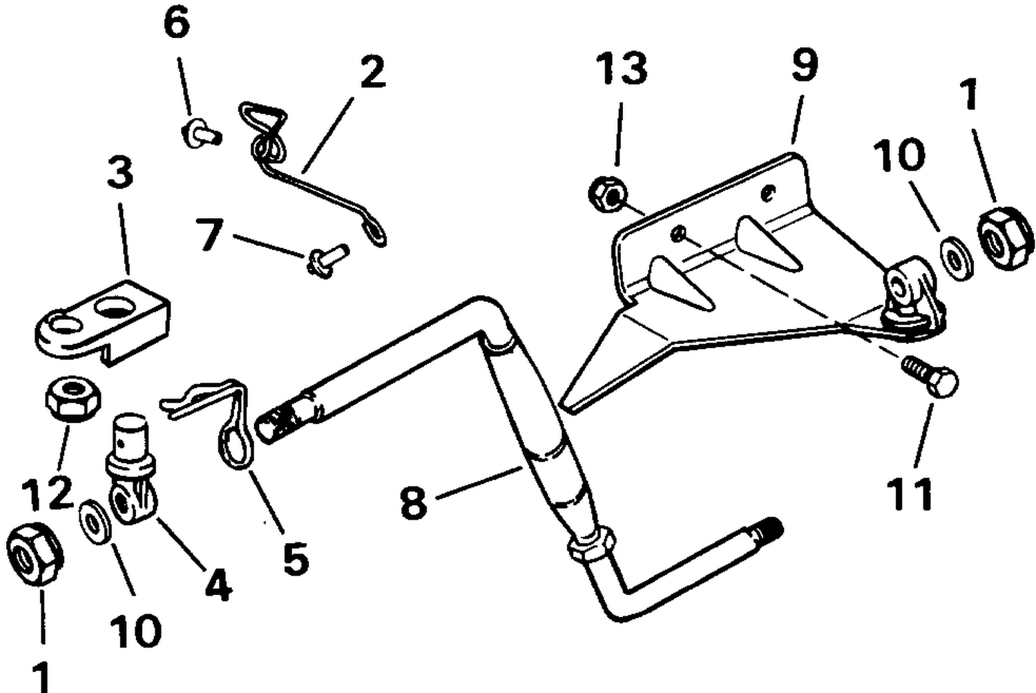 STEERING BAR KIT, AUXILIARY MOTOR - 4D, 9.9 & 15