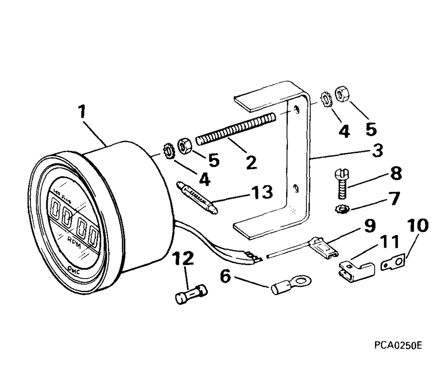 QUARTACH     TACHOMETER -- FLUSH MOUNT -- DIGITAL -- NON-PLUG IN