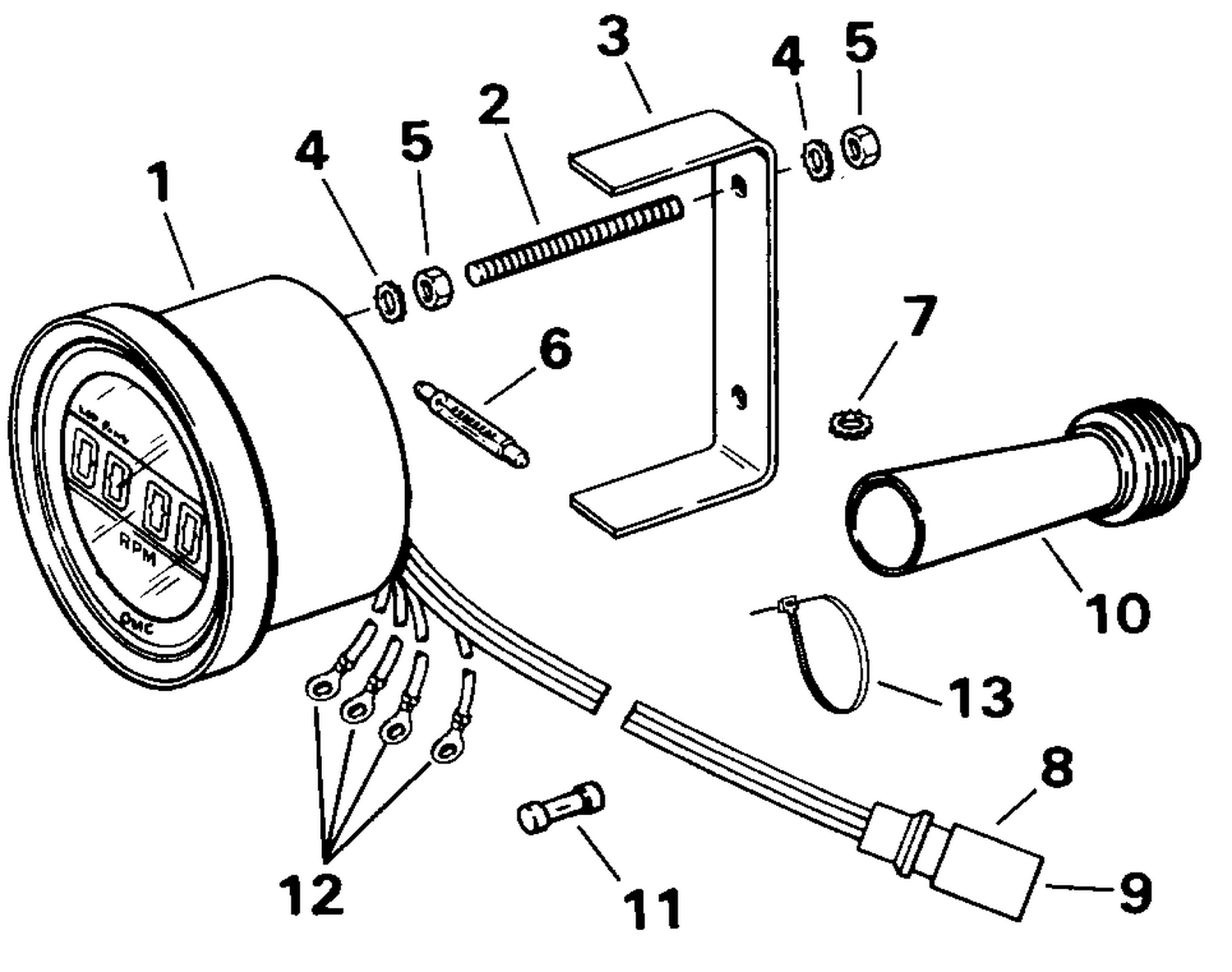 QUARTACH TACHOMETER - FLUSH MOUNT - DIGITAL - PLUG IN