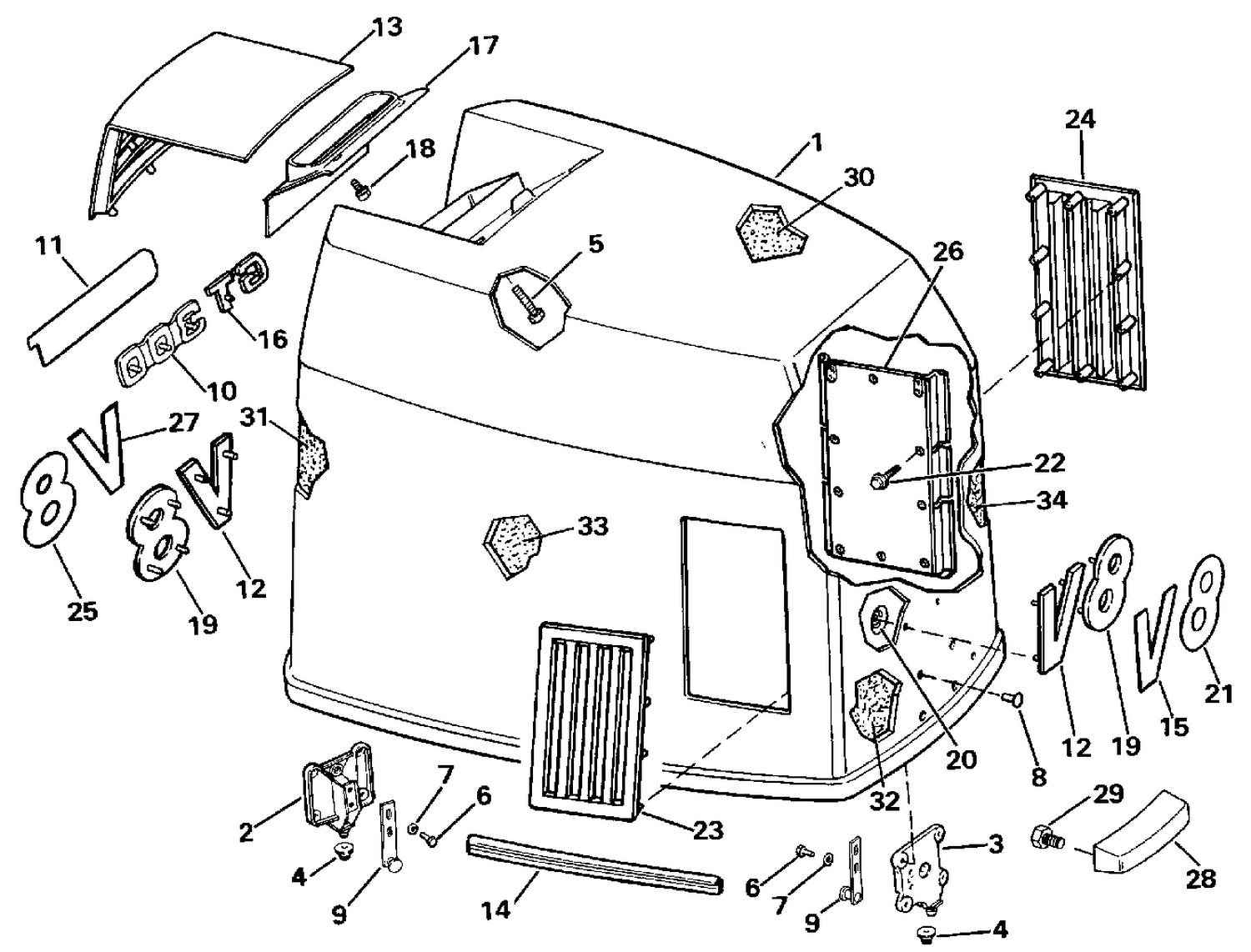 ENGINE COVER - JOHNSON 300 MODELS