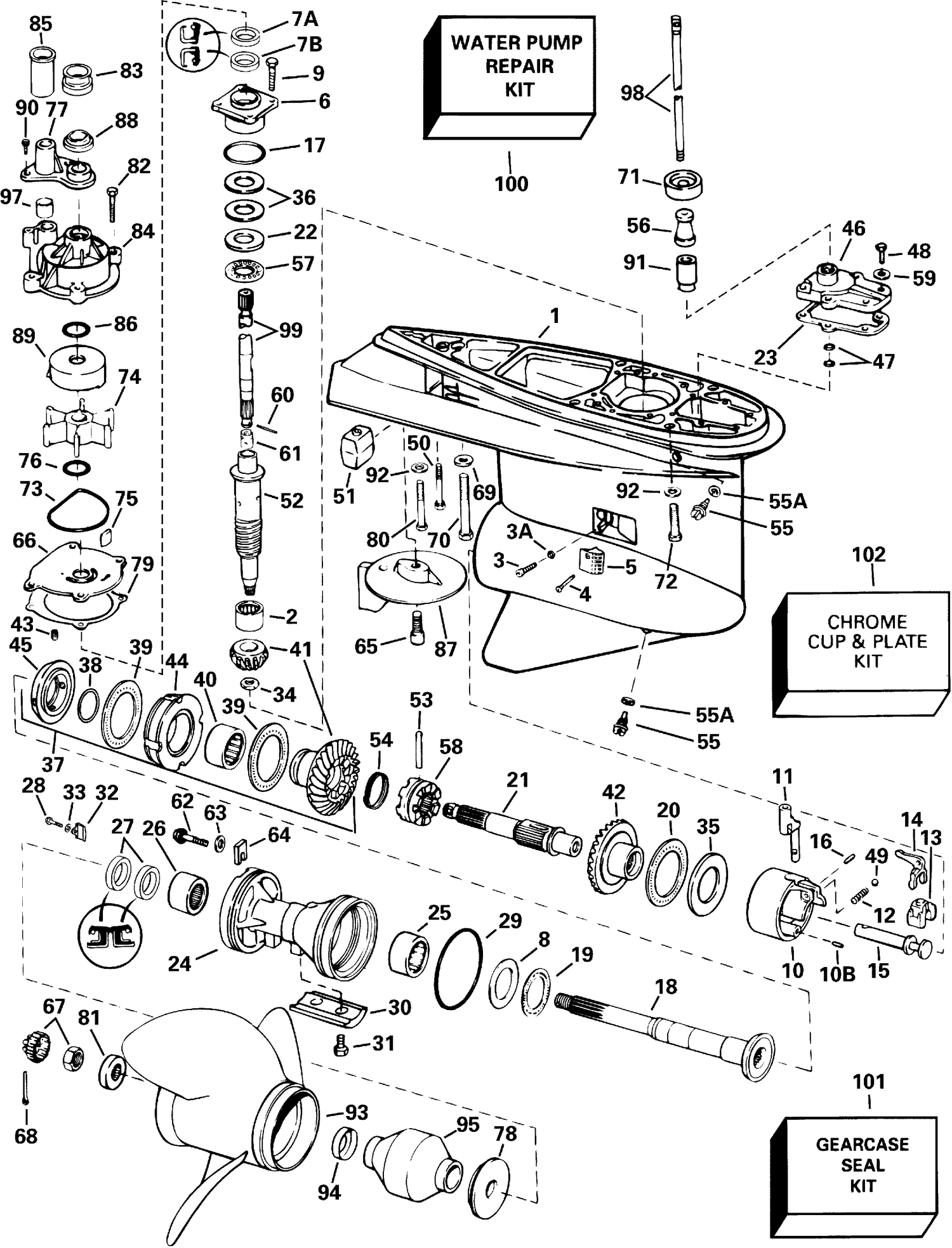 GEARCASE - COUNTER ROTATION - CX - VCX - VC - VCZ MODELS