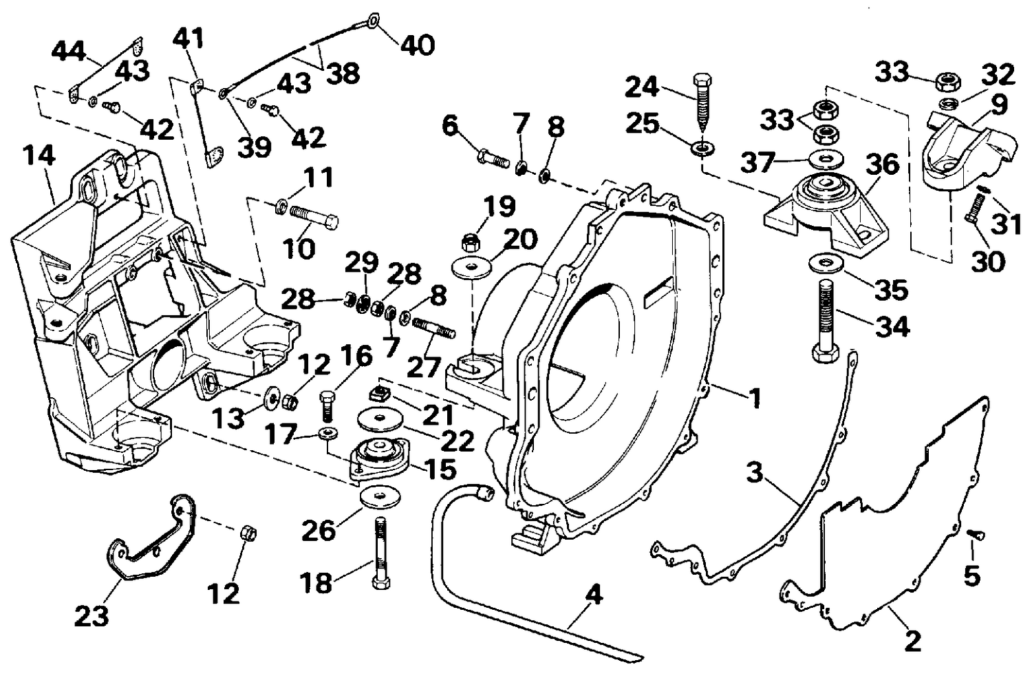 TRANSOM PLATE, FLYWHEEL HOUSING & MOUNTS