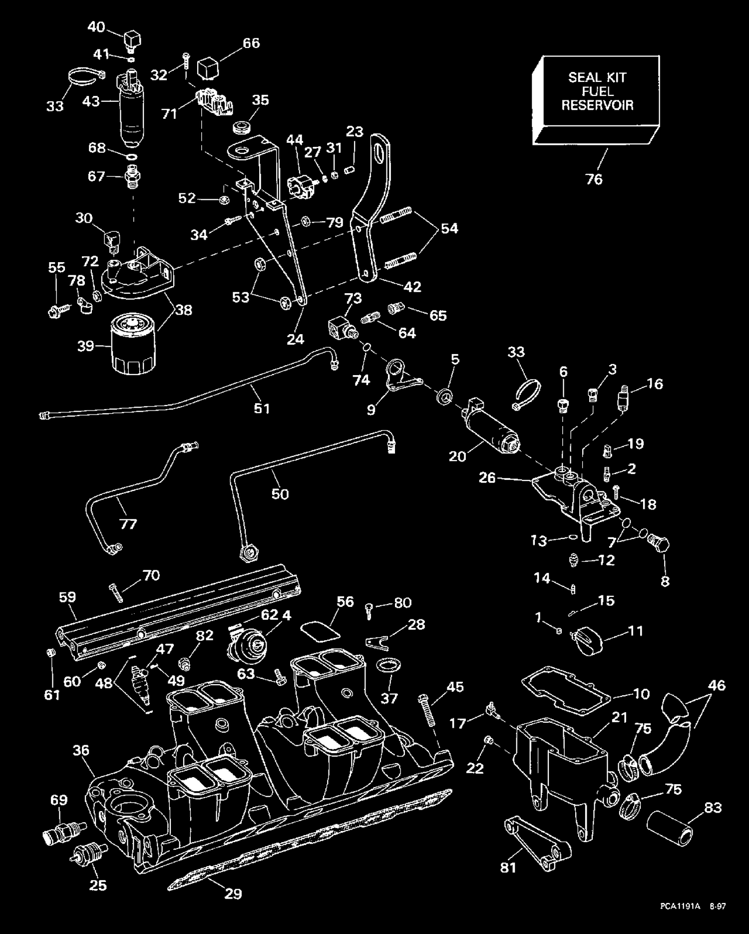 FUEL SYSTEM & LOWER INTAKE MANIFOLD-74FHPBY & 82FCPBY MODELS