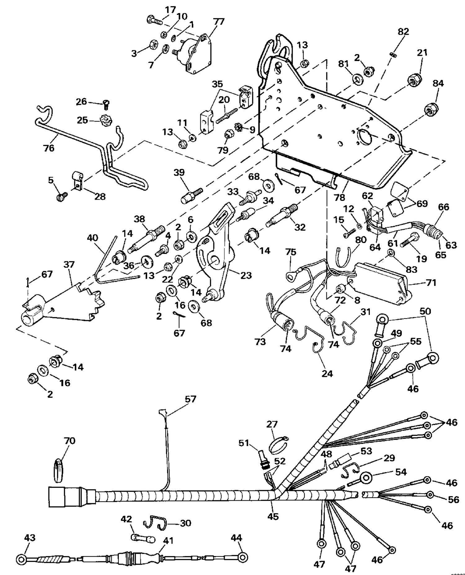 WIRE HARNESS, BRACKET & SOLENOID (4.3 LITRE 2V MODELS)