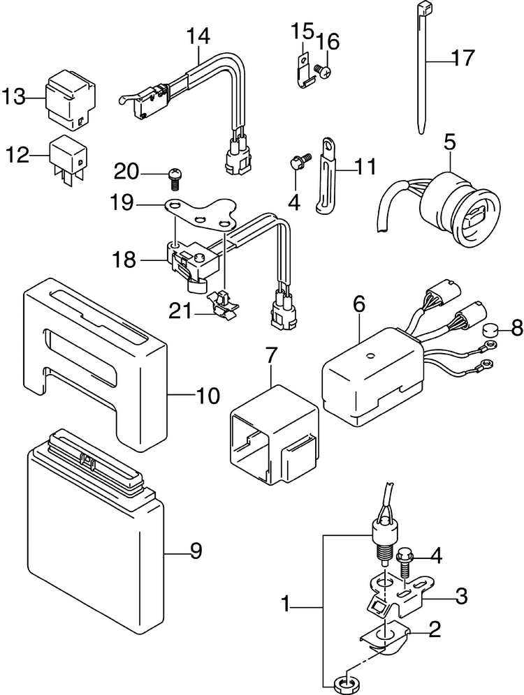 ENGINE CONTROL UNIT & POWER TRIM SWITCH