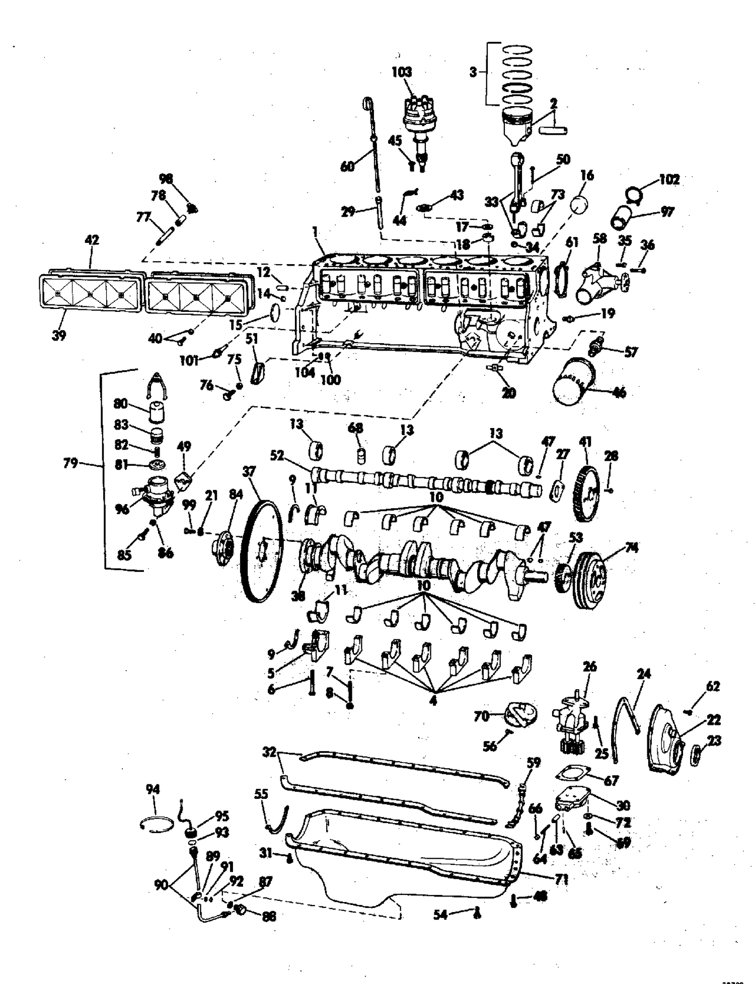 CRANKCASE GROUP 165 HP STERN DRIVE
