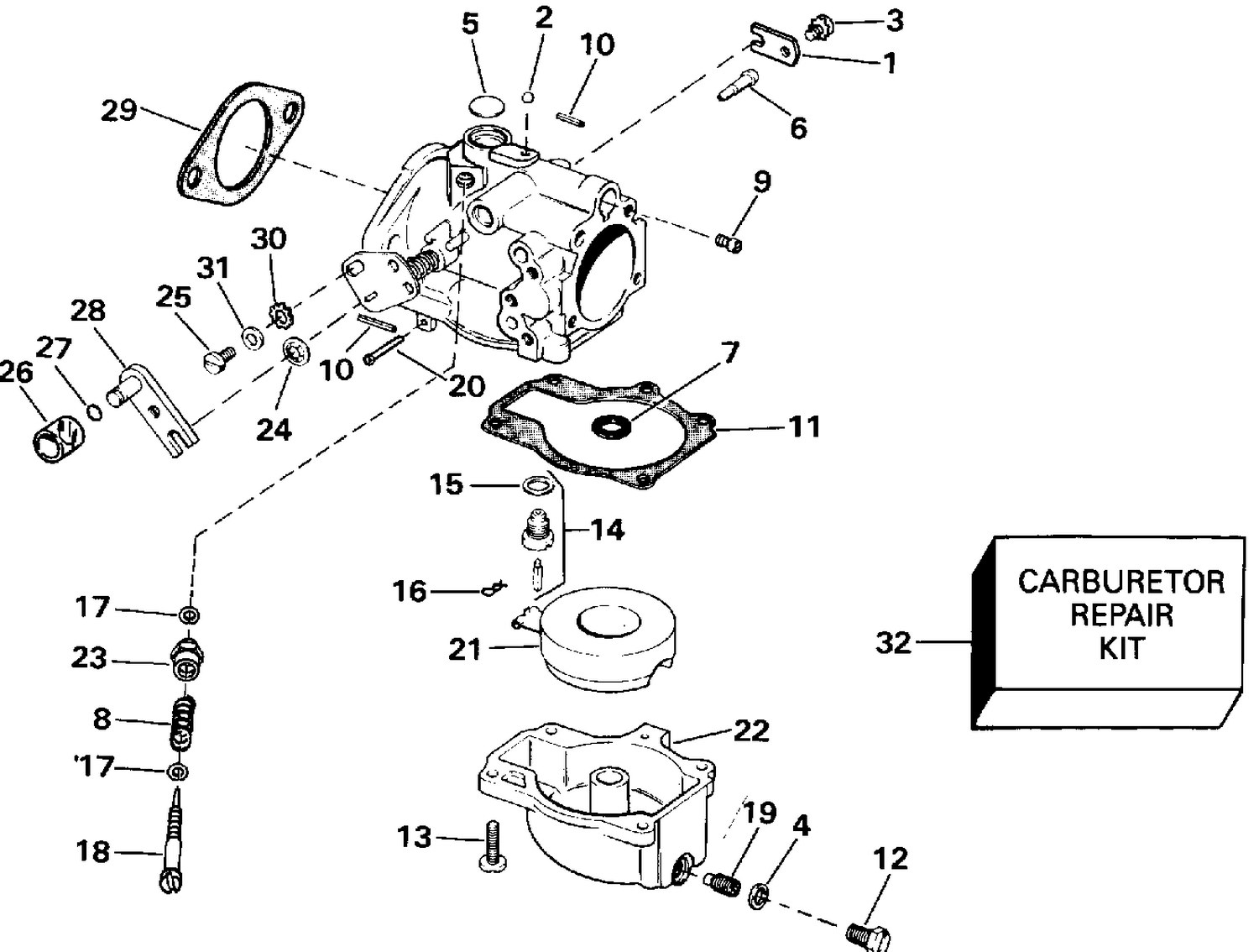 CARBURETOR - ALL 50 MODELS EARLY PRODUCTION