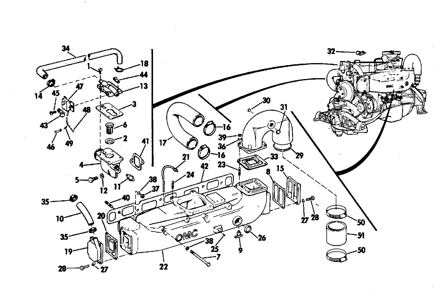 COOLING SYSTEM GROUP 165 HP STERN DRIVE