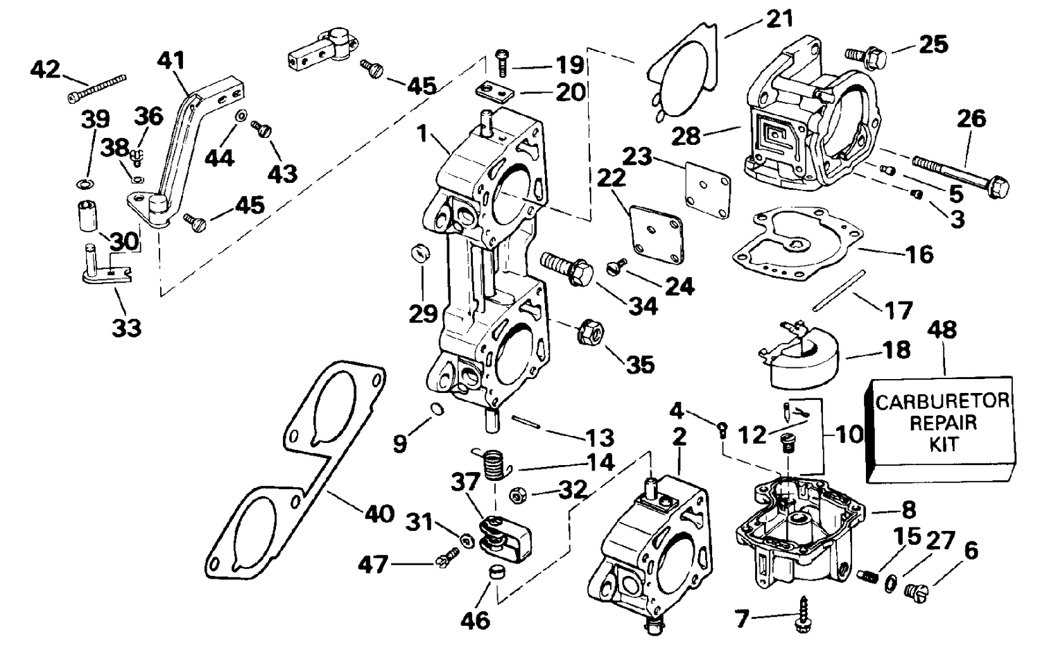 CARBURETOR & LINKAGE - 185, 200 SUFFIX "A, C, D, S" MODELS