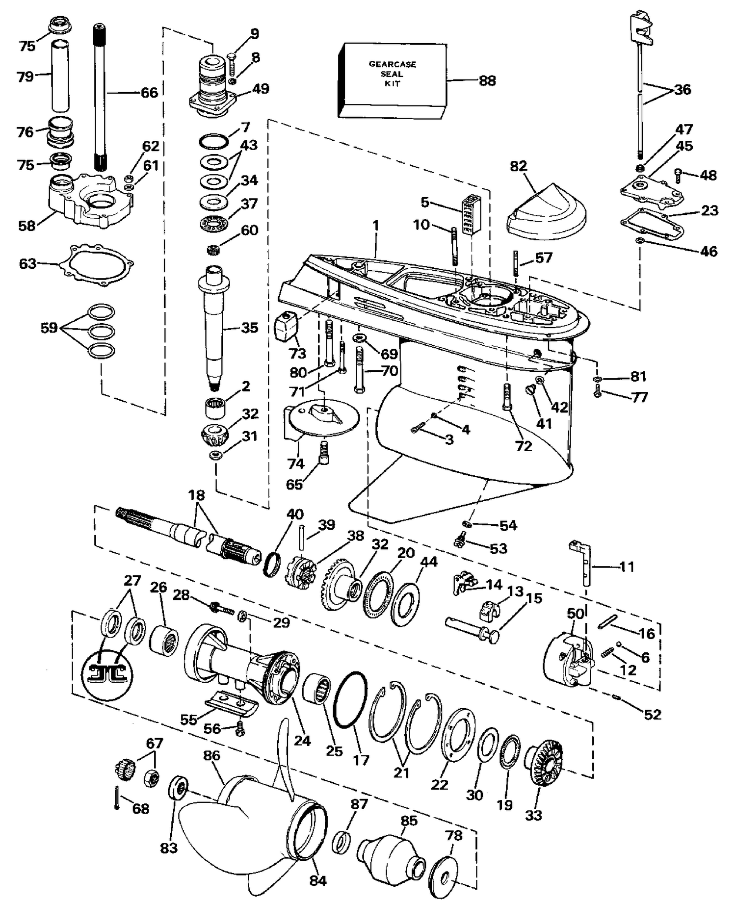 LOWER GEARCASE - STANDARD (R.H.) ROTATION