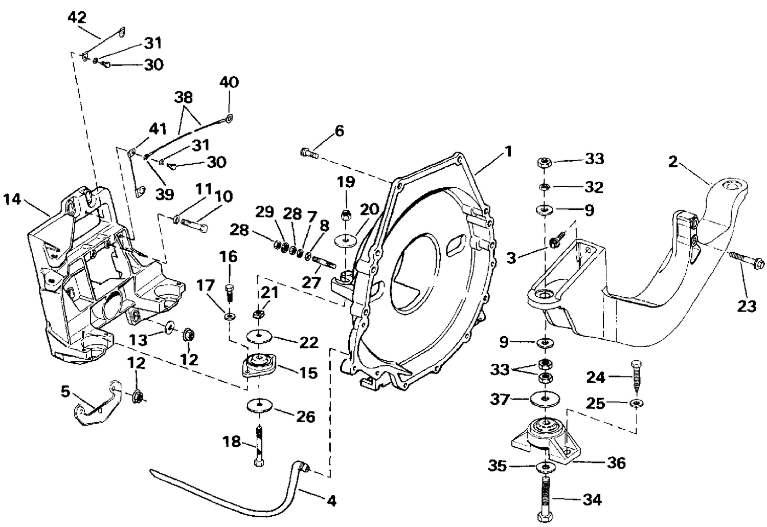 TRANSOM PLATE, FLYWHEEL HOUSING & MOUNTS