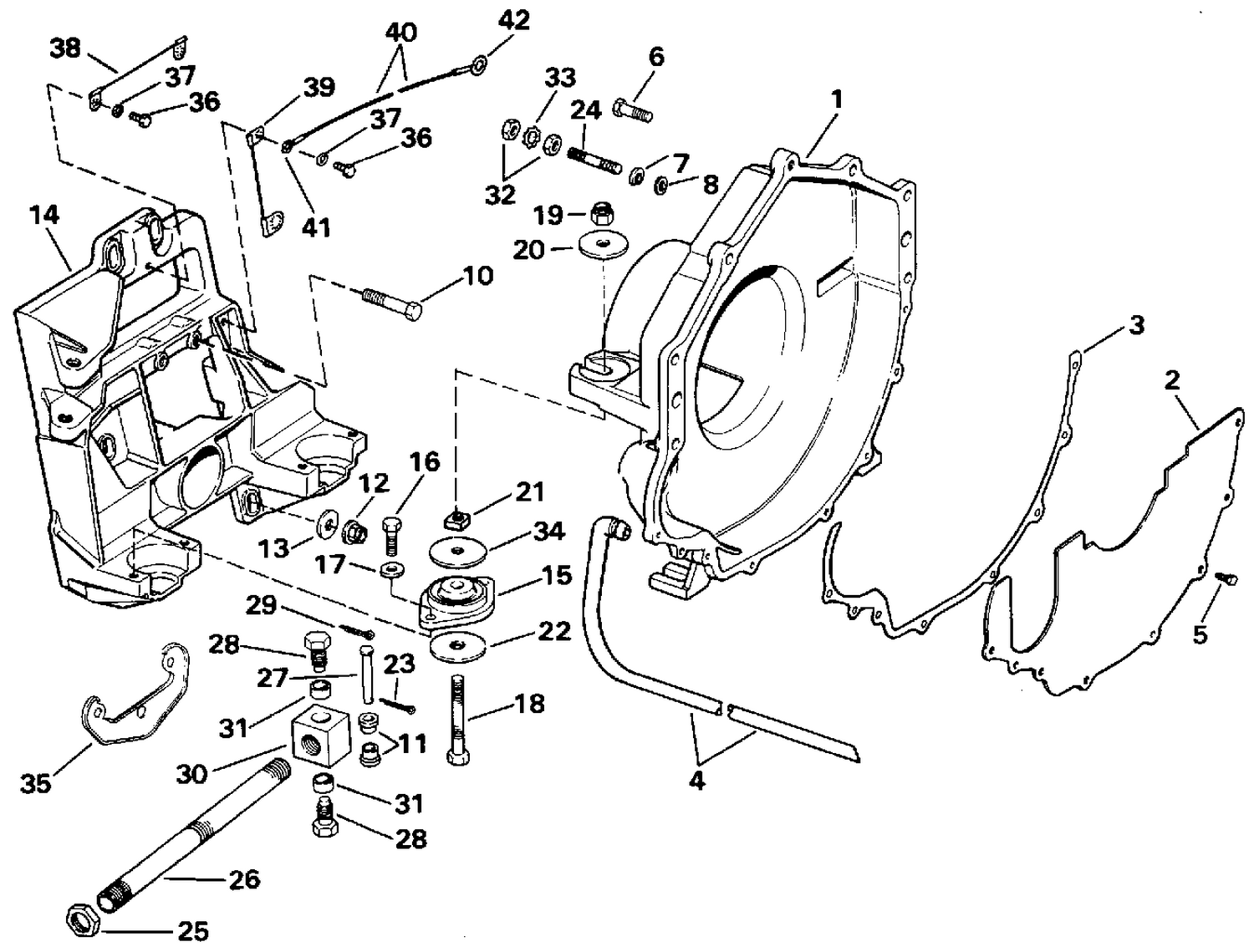 TRANSOM PLATE, FLYWHEEL HOUSING & MOUNTS