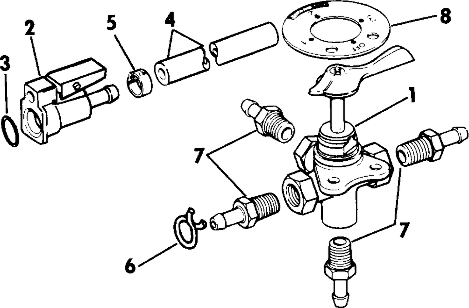 FOUR-WAY VALVE KIT - 5/16 IN. I.D. FUEL HOSE