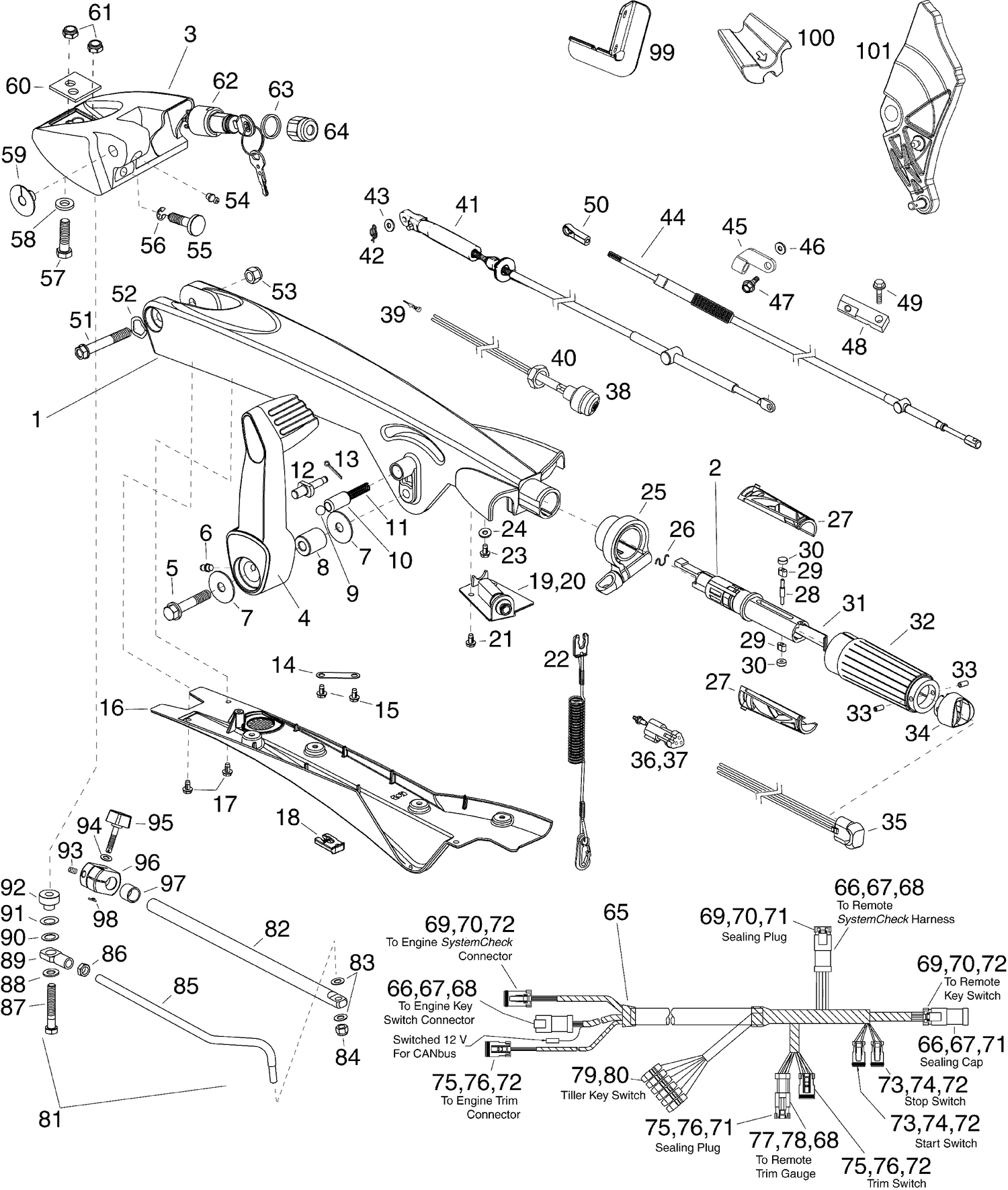 TILLER KIT - 115 HP (E-TEC)
