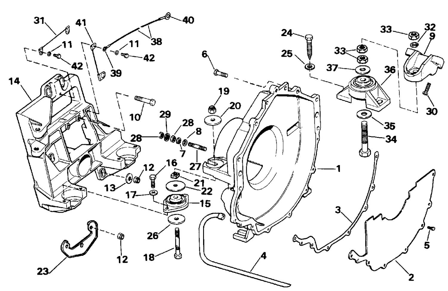 TRANSOM PLATE, FLYWHEEL HOUSING & MOUNTS