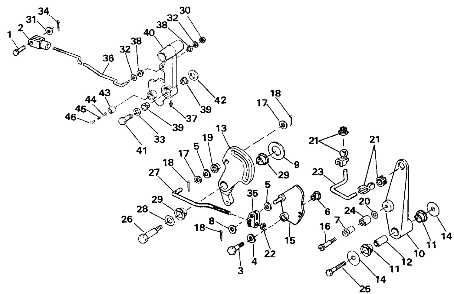 SHIFT & THROTTLE LINKAGE - 60TTL MODELS ONLY