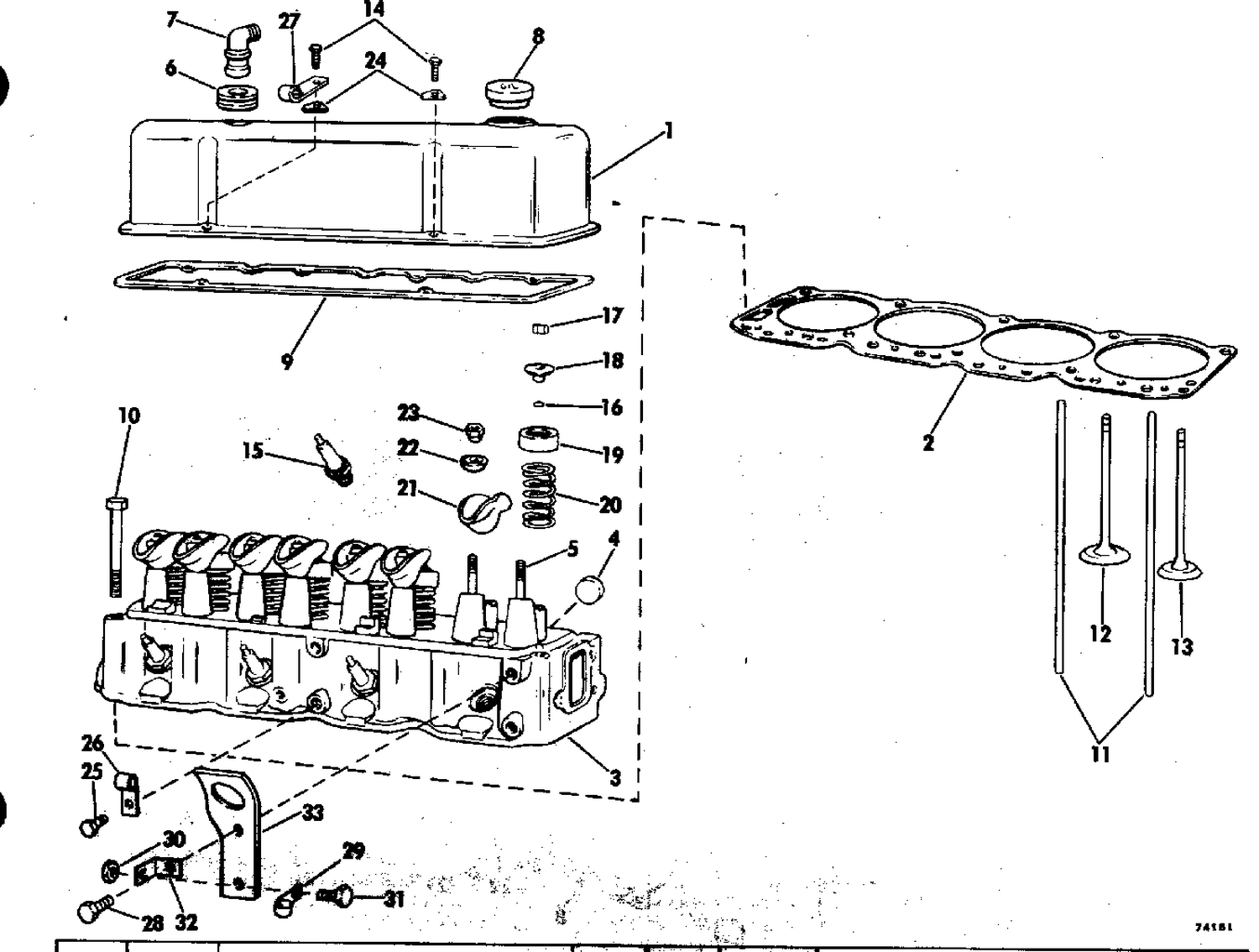HEAD AND ROCKER ARM GROUP 140 HP STERN DRIVE