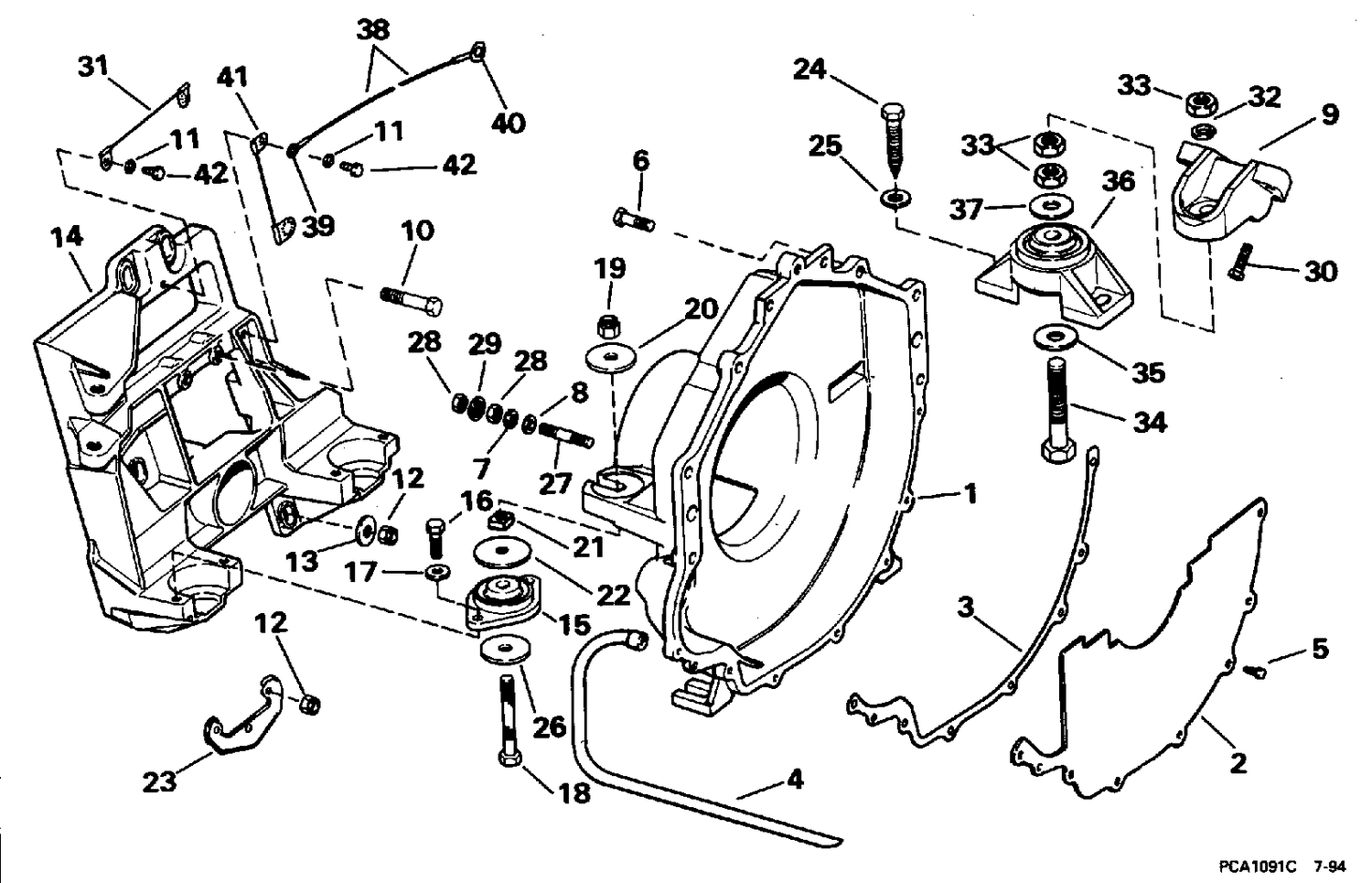 TRANSOM PLATE, FLYWHEEL HOUSING & MOUNTS