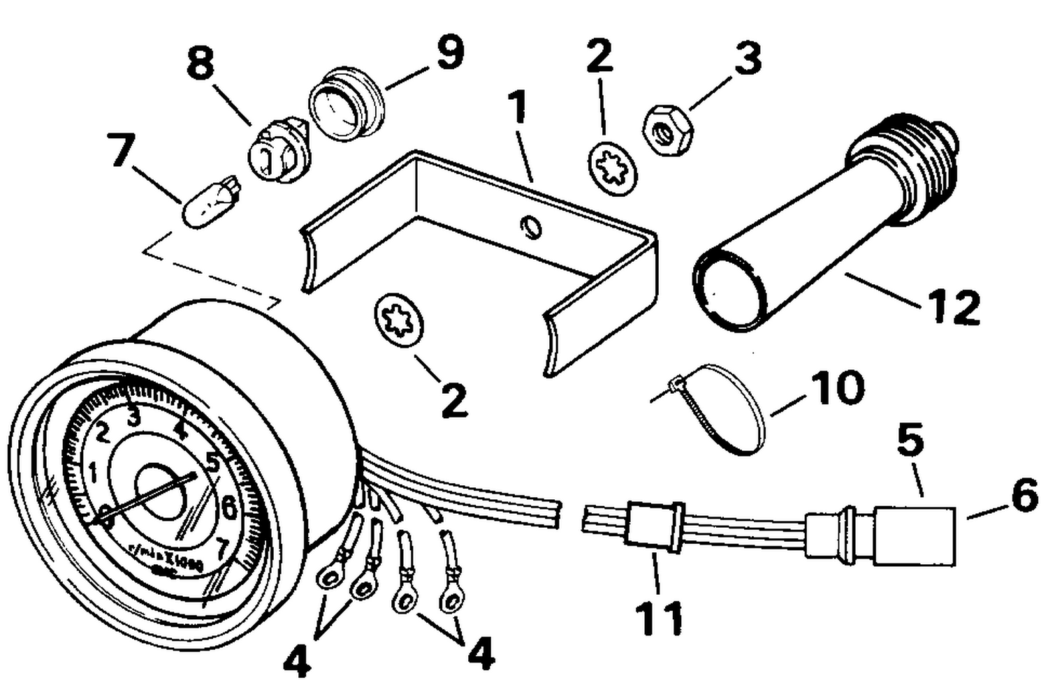 TACHOMETER KIT - FLUSH MOUNT - PLUG-IN