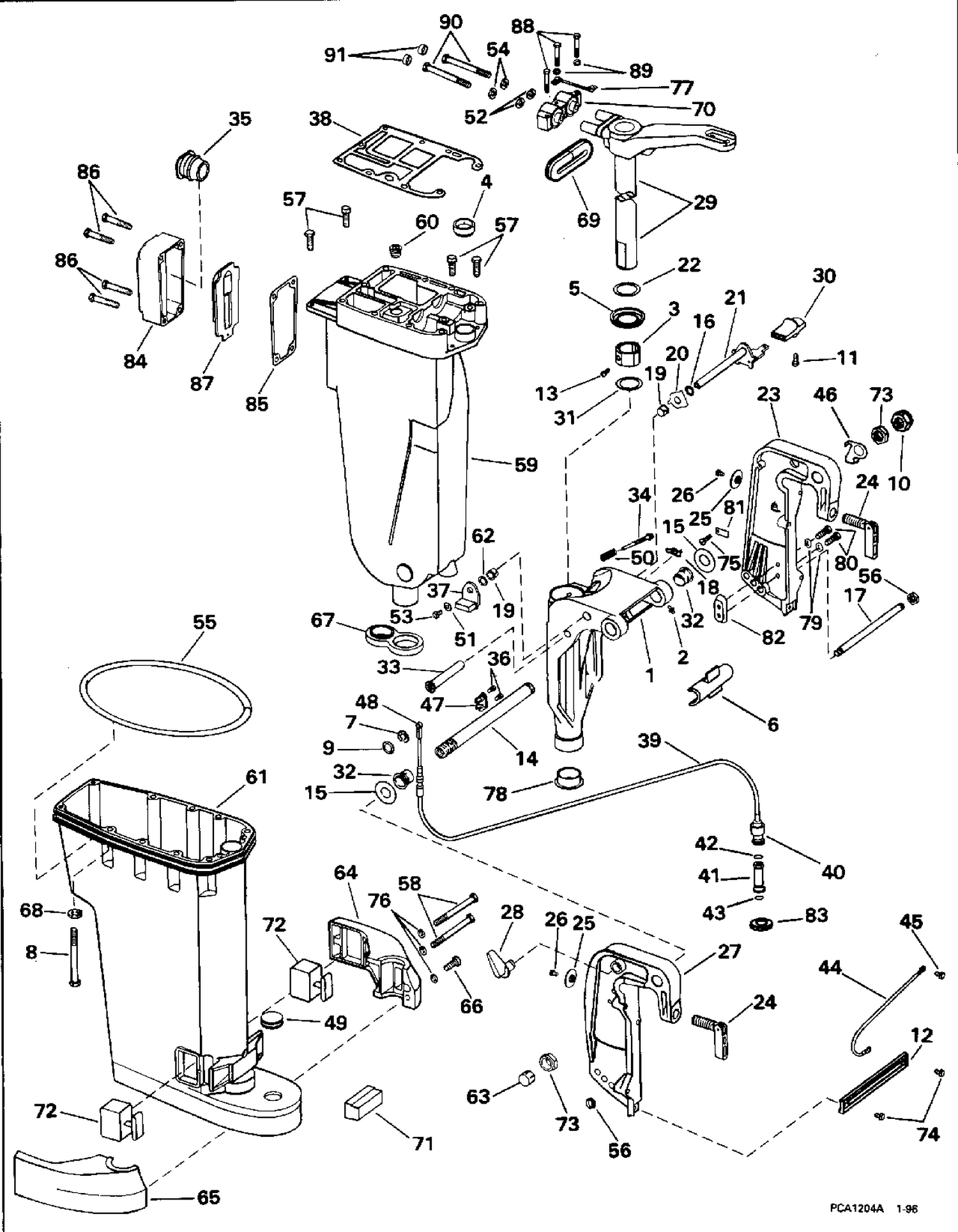 EXHAUST HOUSING & STERN & SWIVEL BRACKET