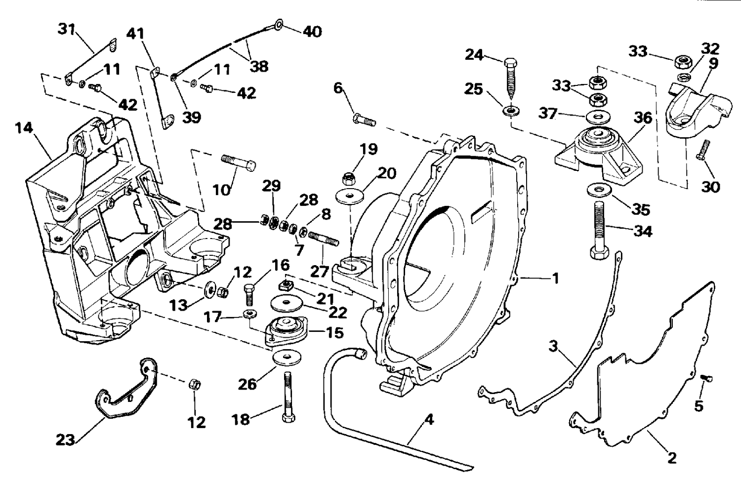 TRANSOM PLATE, FLYWHEEL HOUSING & MOUNTS