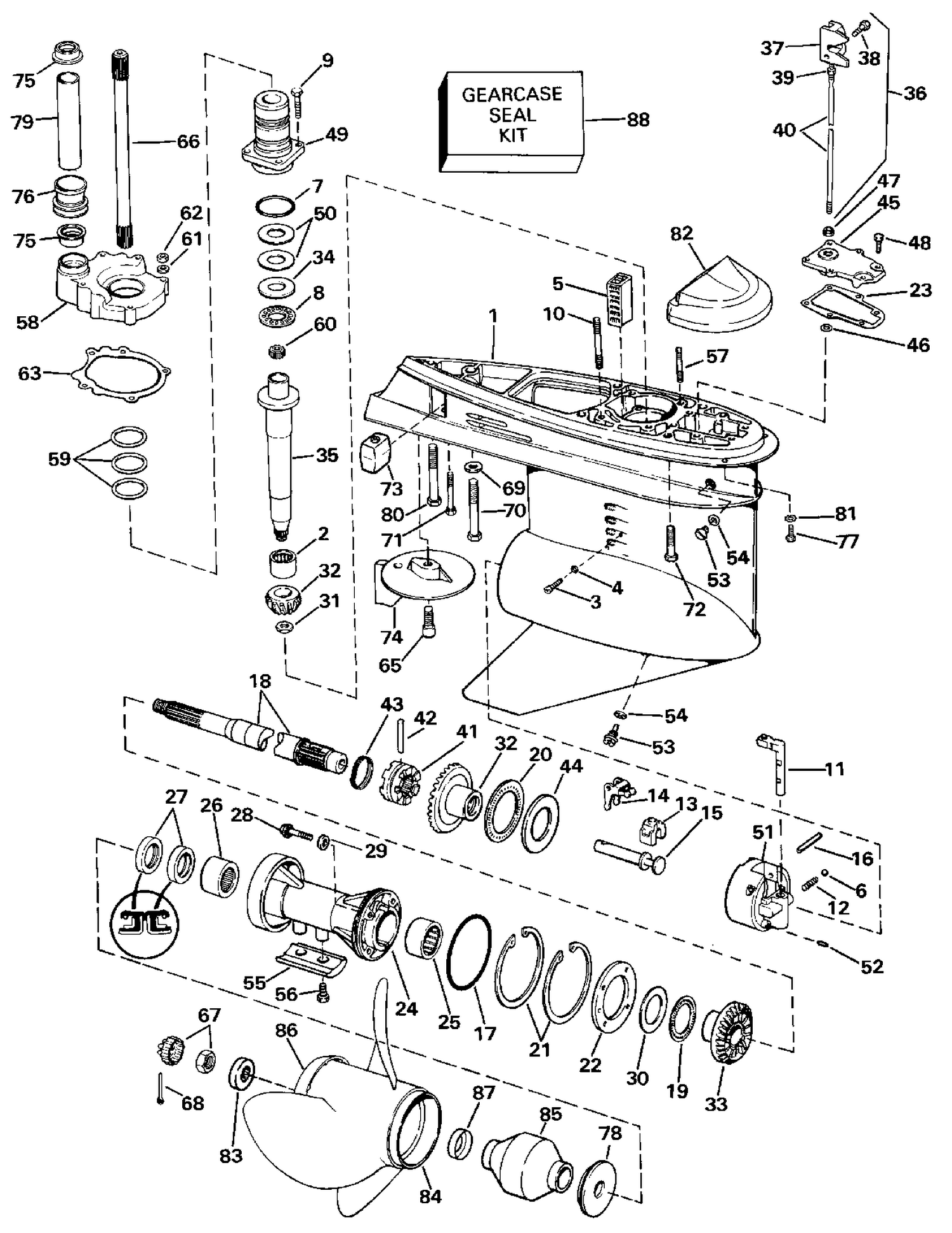 LOWER GEARCASE - STANDARD (R.H.) ROTATION