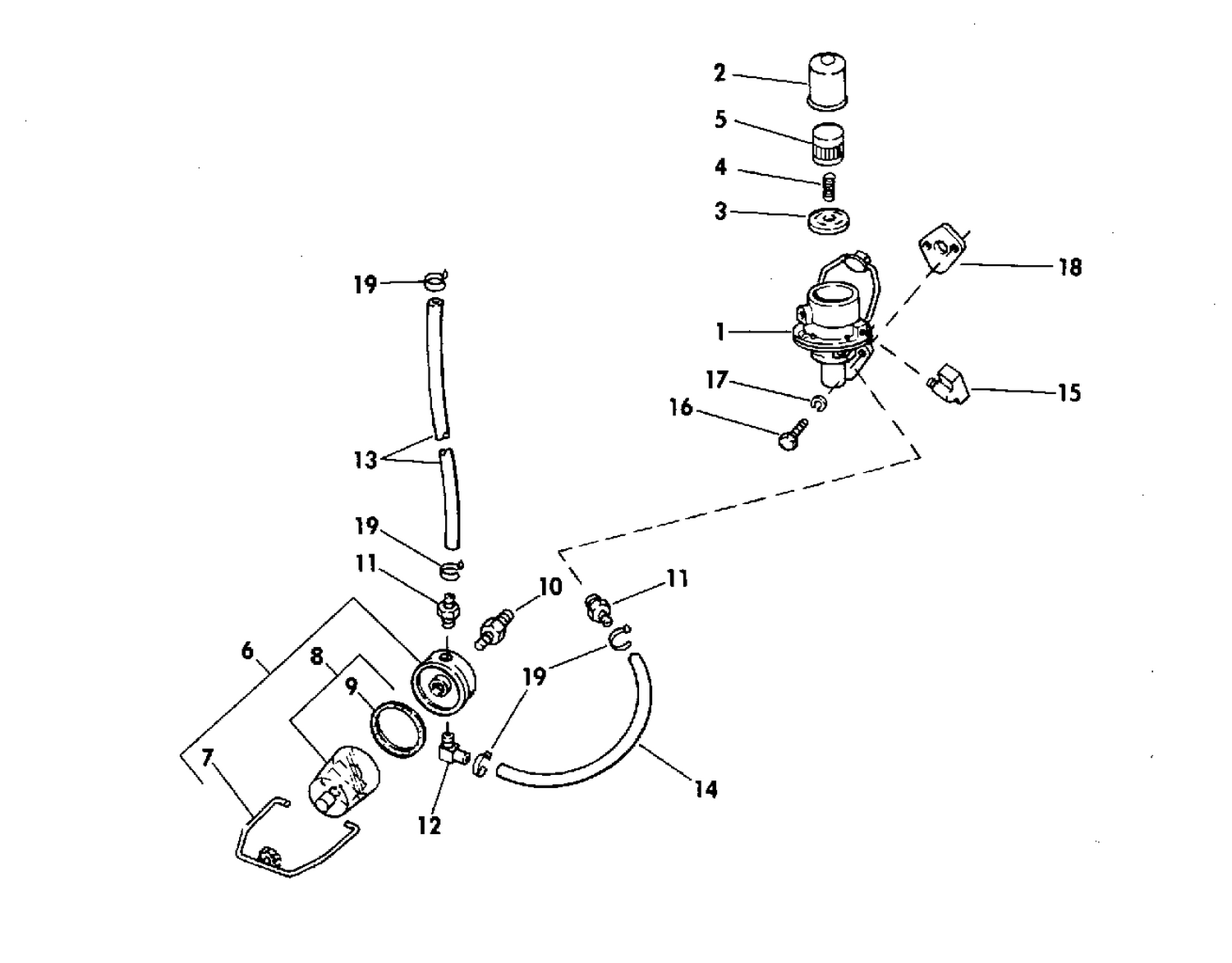 FUEL PUMP GROUP 120,140 & 165 HP STERN DRIVE