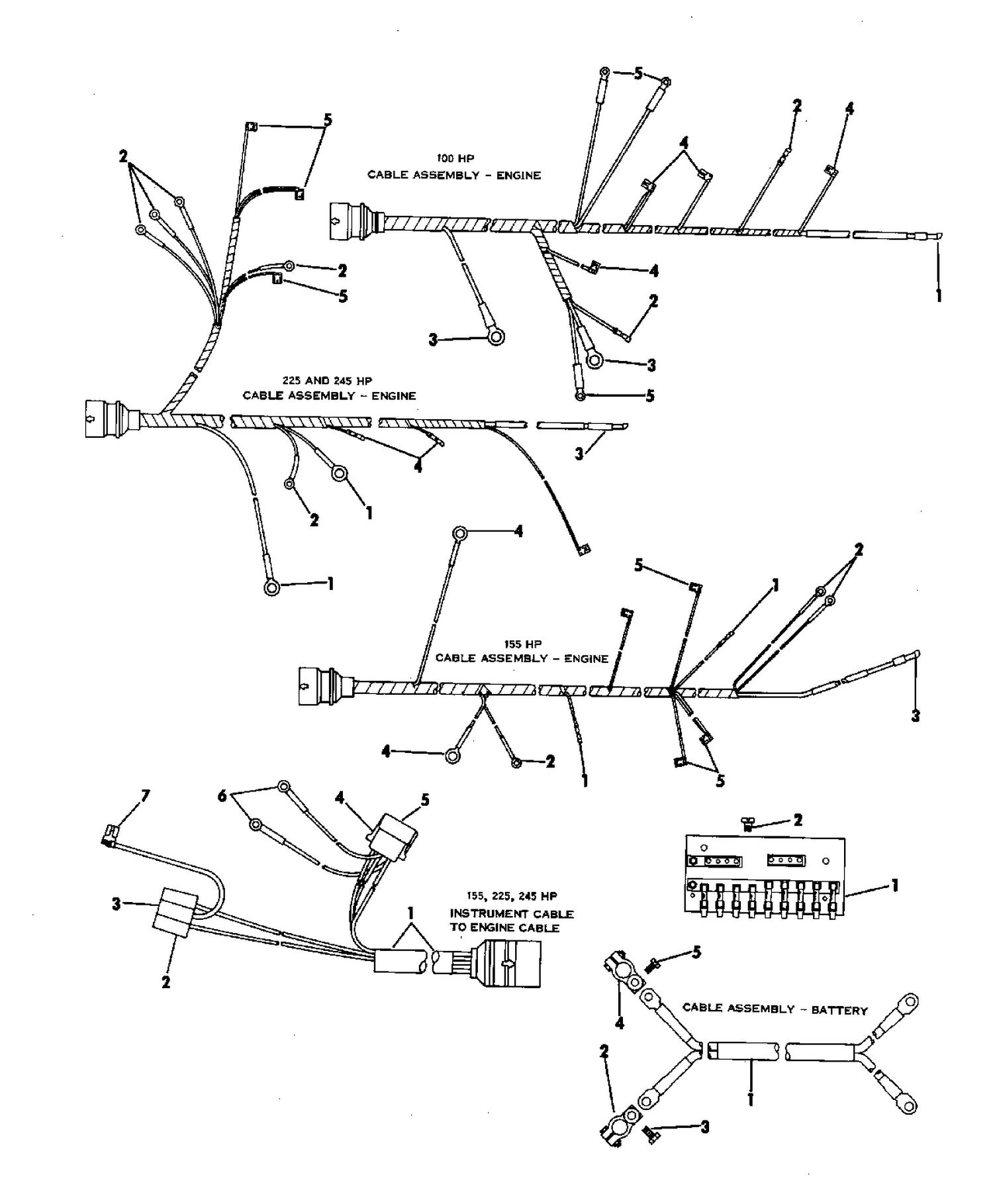 CABLE ASSEMBLY ENGINE 225 & 245 STERN DRIVE & 245 JET DRIVE