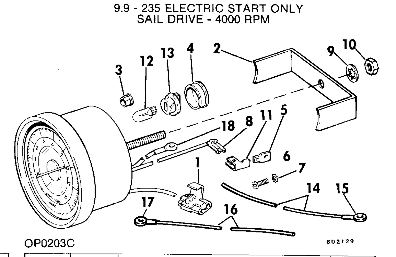 TACHOMETER KIT - FLUSH MOUNT  9.9-235 ELE START