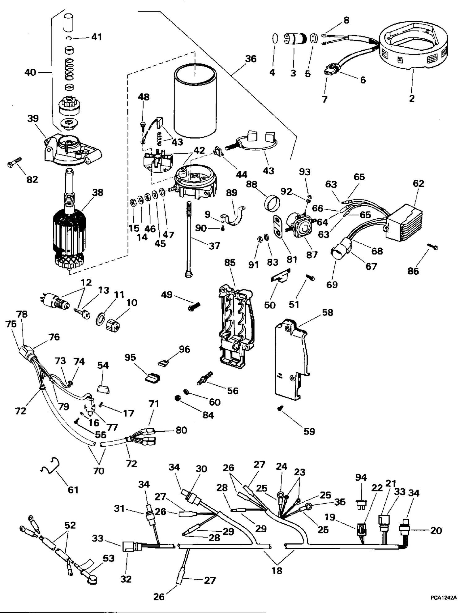 TILLER ELECTRIC START KIT - 25, 35 (3-CYLINDER ROPE)